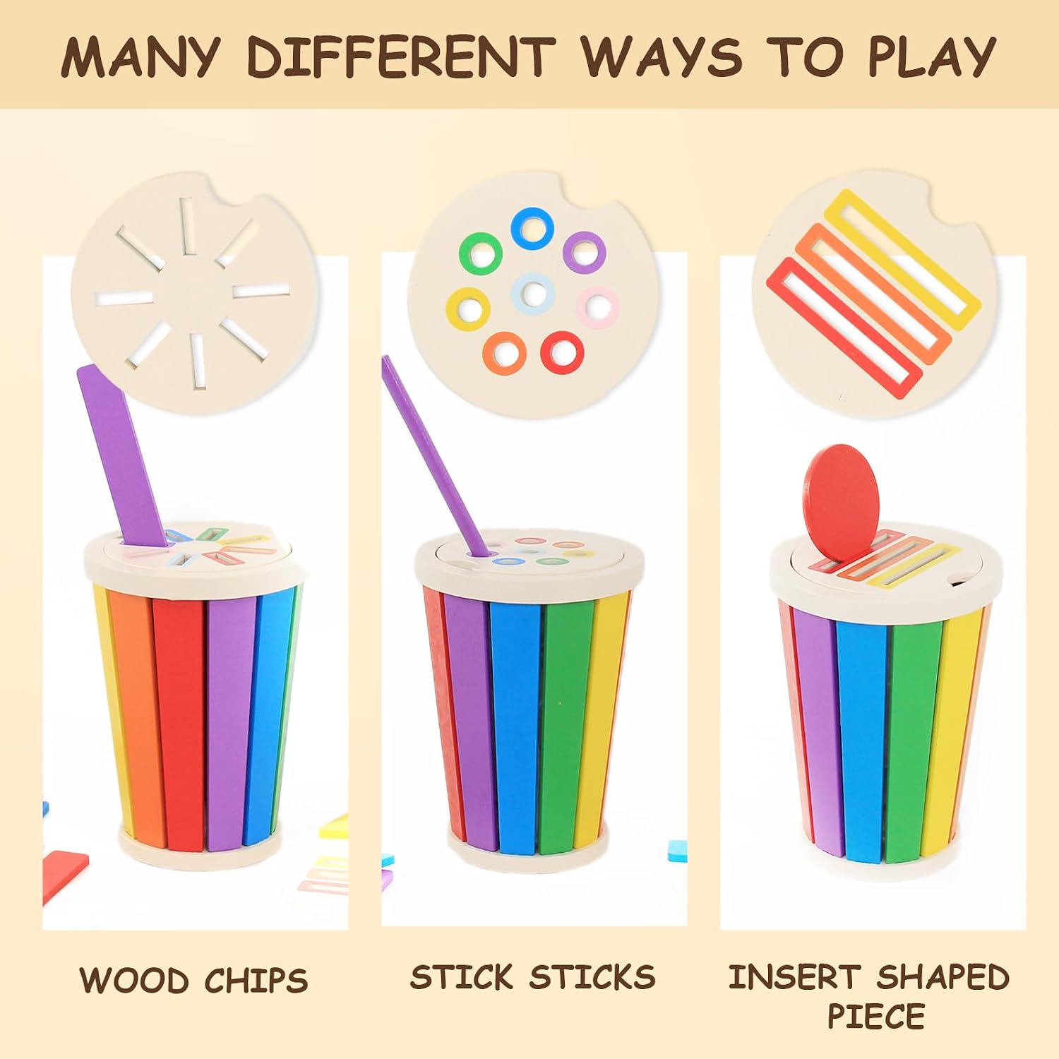 Thumbnail 3 de Baeroly Montessori Spielzeug Holz Farbe Form Sortierspielzeug – Farben- und Formkunde für Kleinkinder 12–36 Monate