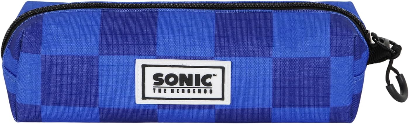 Detalle de Astuccio quadrato Sonic the Hedgehog in ripstop blu (SEGA) 7 x 22 x 9 cm