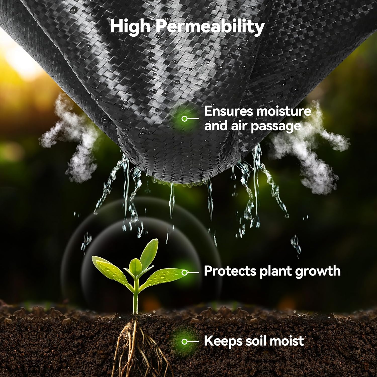 Detalle 2 de iropro 2m x 25m Heavy Duty Weed Control Membrane – Durable Garden Weed Barrier Fabric
