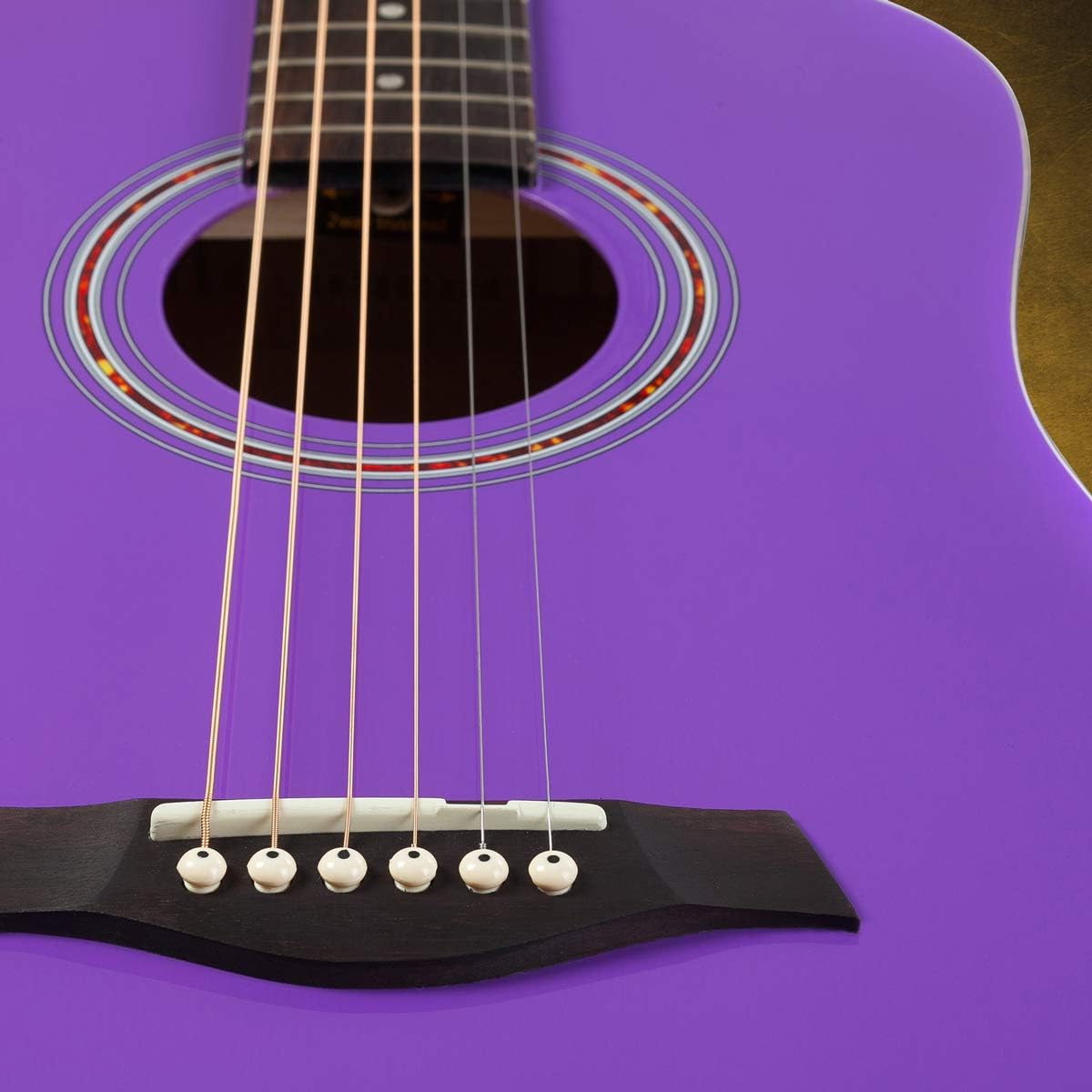 Detalle de Hola! Music 36" 3/4 Acoustic Guitar, Solid Spruce Top, Purple