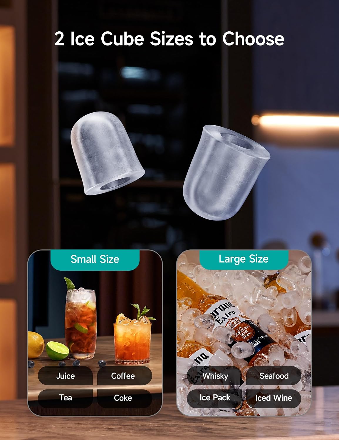 Thumbnail 4 de Hicozy HAMBZD5DG Countertop Ice Maker, 2 Ice Sizes, Self-Cleaning