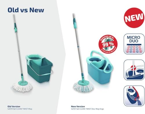 Detalle 2 de Leifheit Clean Twist Disc Mop Ergo 2.0 (Click System) set de fregona rotatoria con palo telescópico