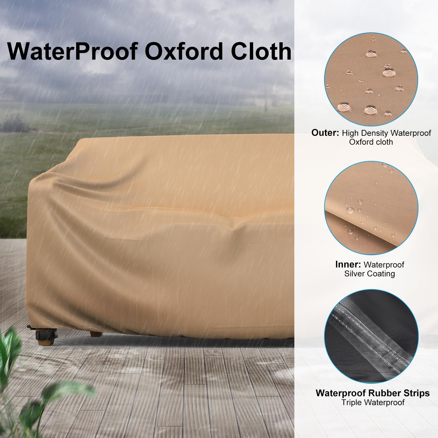 Detalle 2 de Mrrihand Outdoor Sofa Cover 90-inch