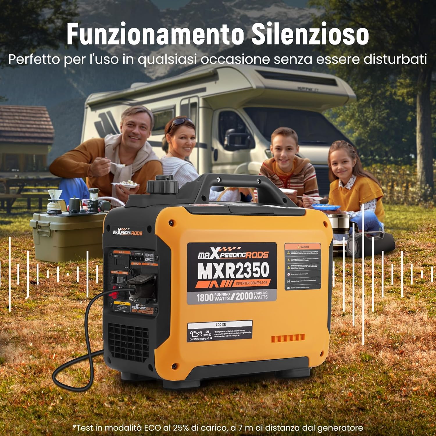 Detalle 2 de maXpeedingrods Generatore di Corrente Inverter 2000W a benzina, 4 tempi (MXR2350) con USB e prese 230V