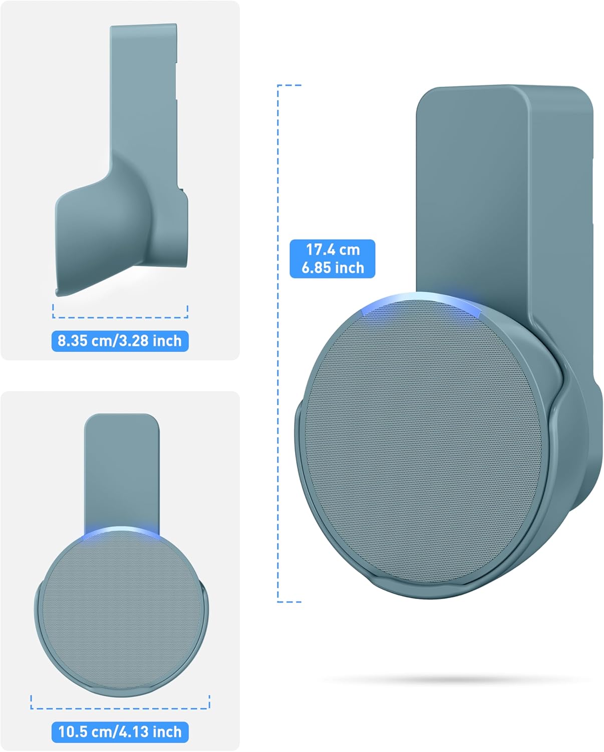 Thumbnail 3 de Maxonar Wall Mount for Echo Pop and Google Nest Speaker (Midnight Teal) — Space-Saving, Drill-Free Bracket