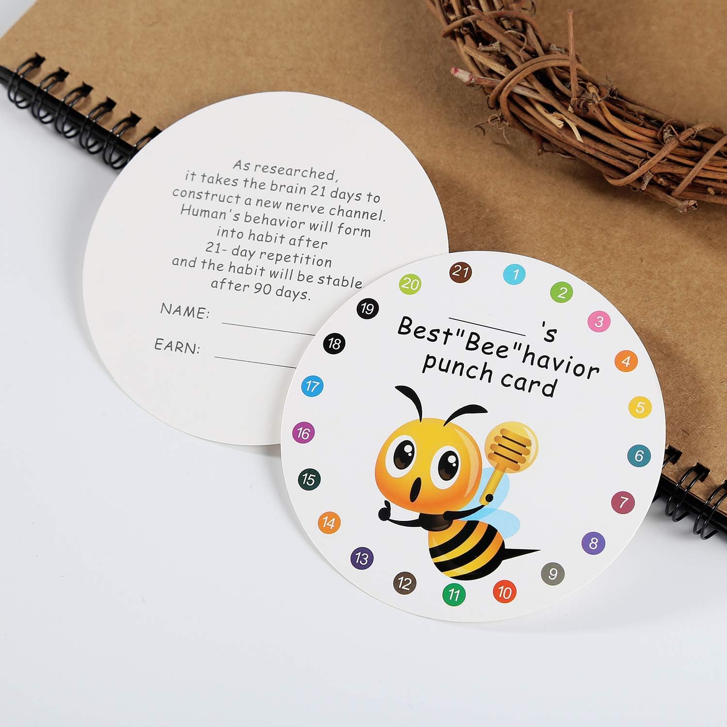 Thumbnail 6 de ONEDONE 3.9-Inch Bee Reward Punch Cards, 100-Count with Hole Puncher