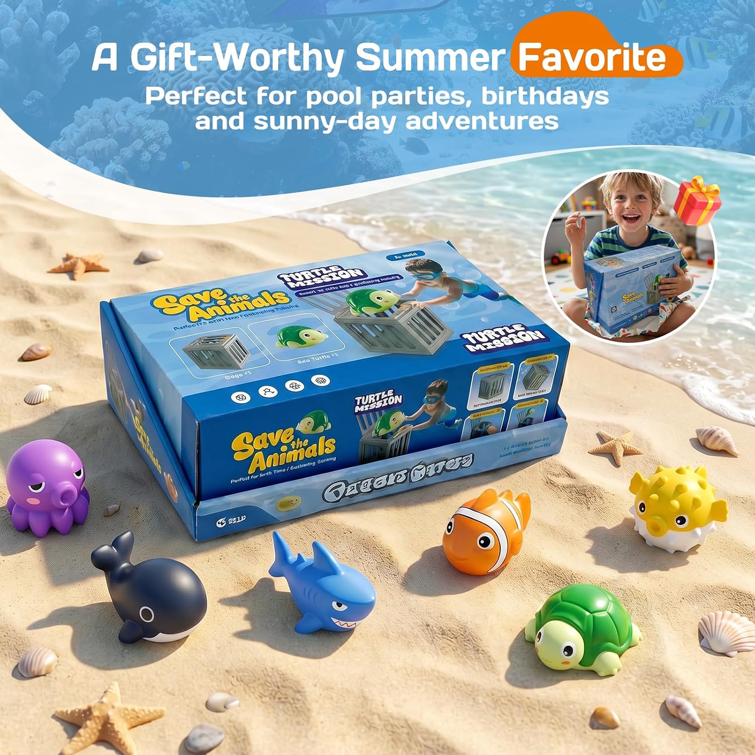 Thumbnail 5 de Tikduck Pool Diving Toys for Kids: Underwater Rescue Set with 6 Sea Animals & 6 Dive Cages