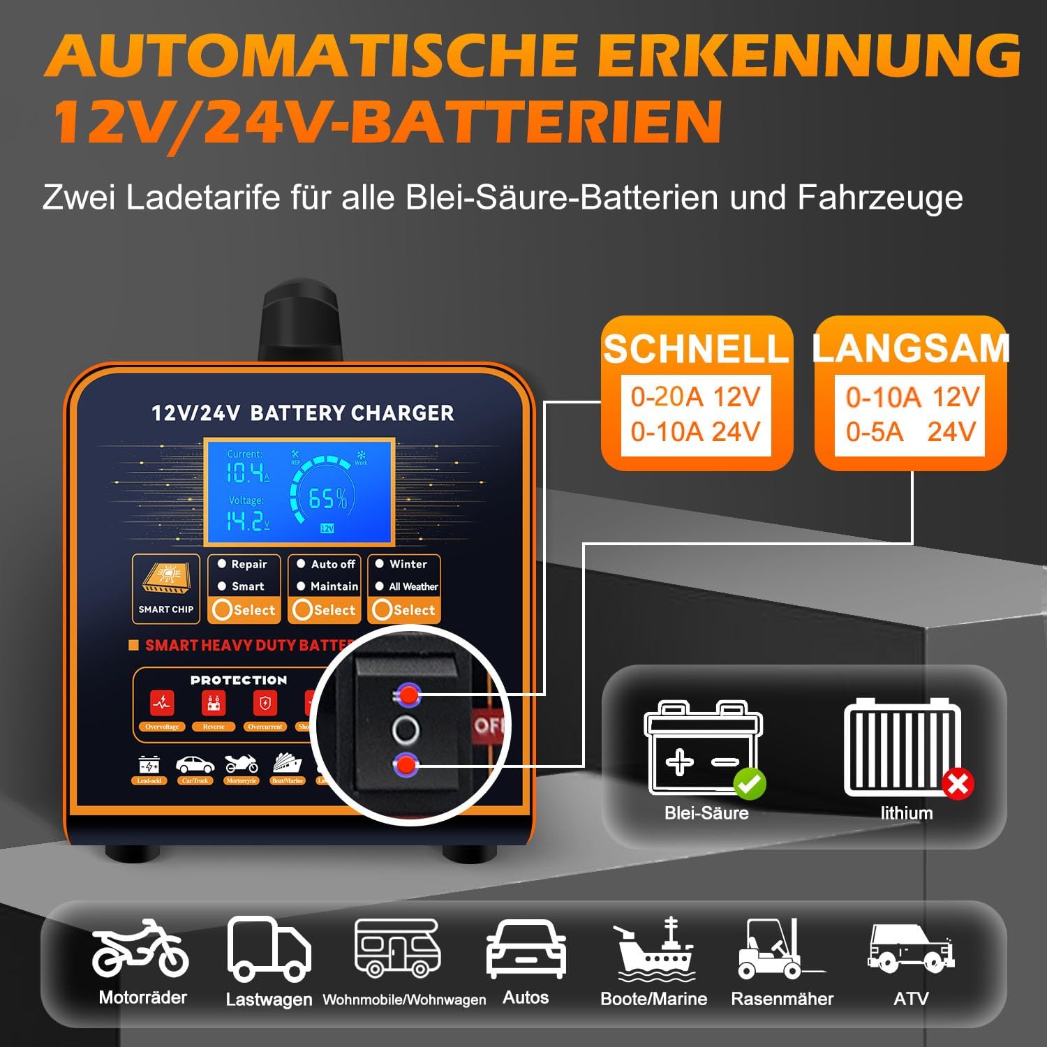 Detalle 2 de SolaMr Autobatterie-Ladegerät 20 A