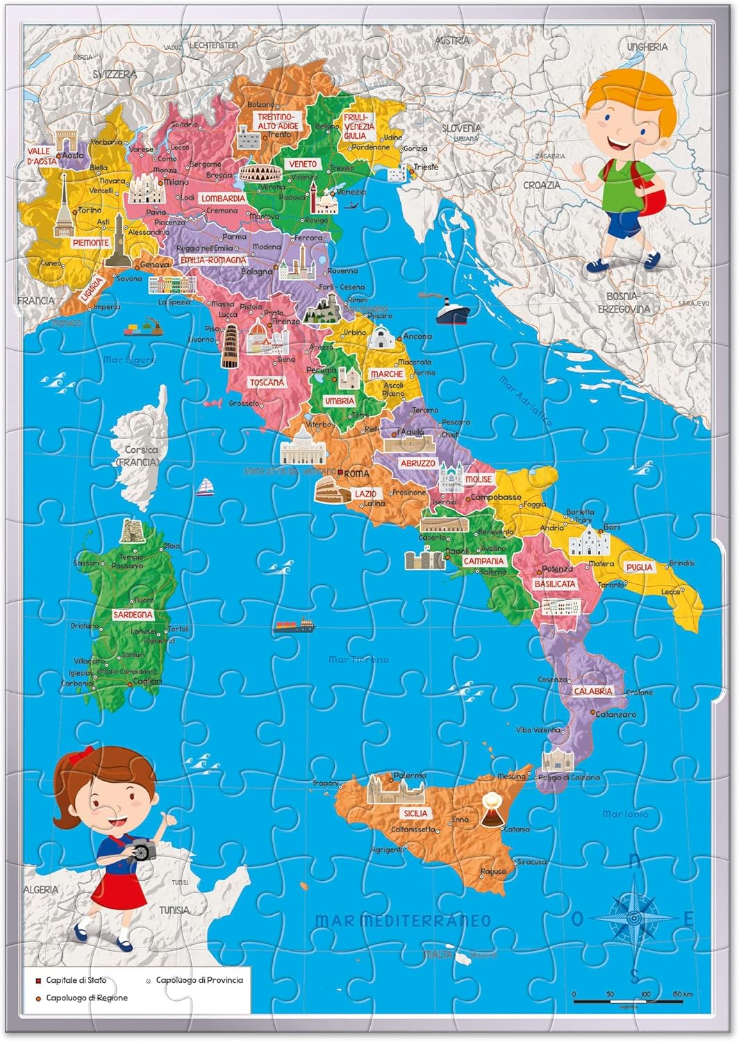 Thumbnail 4 de Clementoni Sapientino Più 16594 Scopriamo L’Italia Smart: puzzle cartina fisica e politica + gioco carte