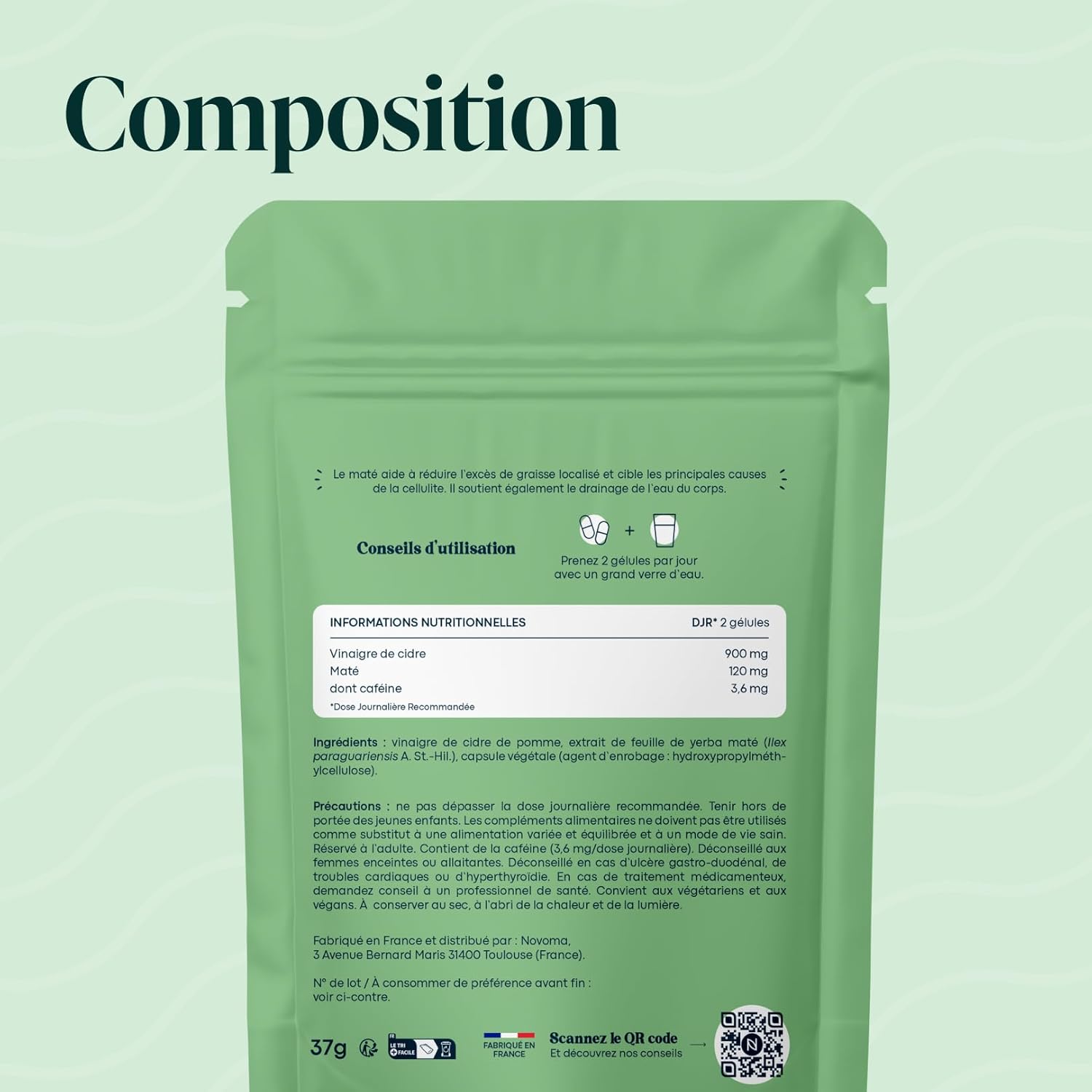 Thumbnail 5 de Vinaigre de cidre avec Maté Essentials by Novoma – 60 gélules végétales (cure d’1 mois)