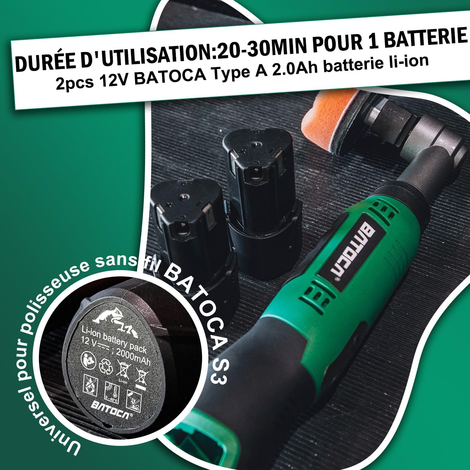 Thumbnail 5 de BATOCA S6 mini-polijstmachine, draadloos 12 V met DA- en RO-aandrijving