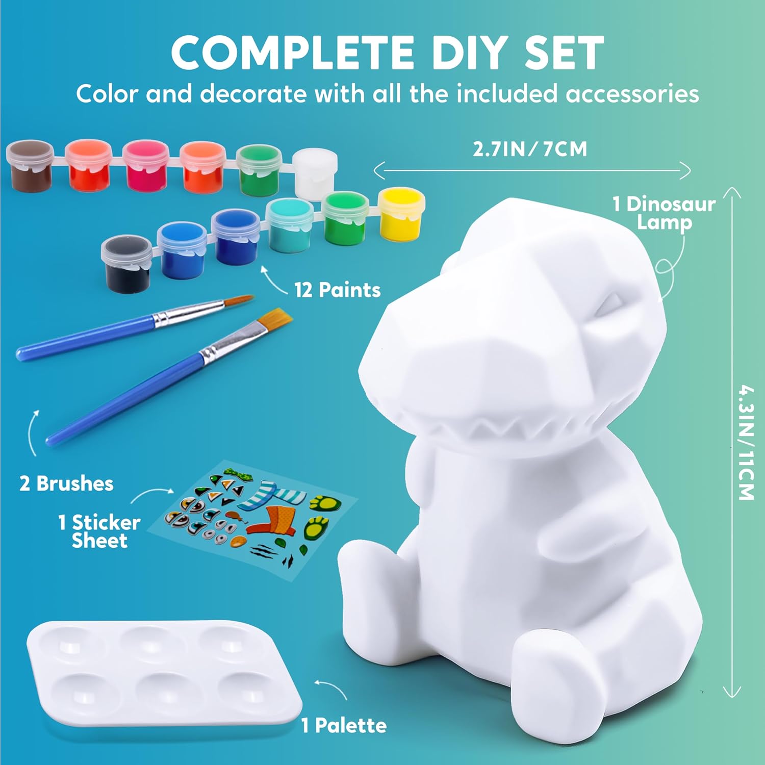 Thumbnail 2 de Klever Kits Paint Your Own Dinosaur Lamp Kit – DIY night light painting craft set for kids