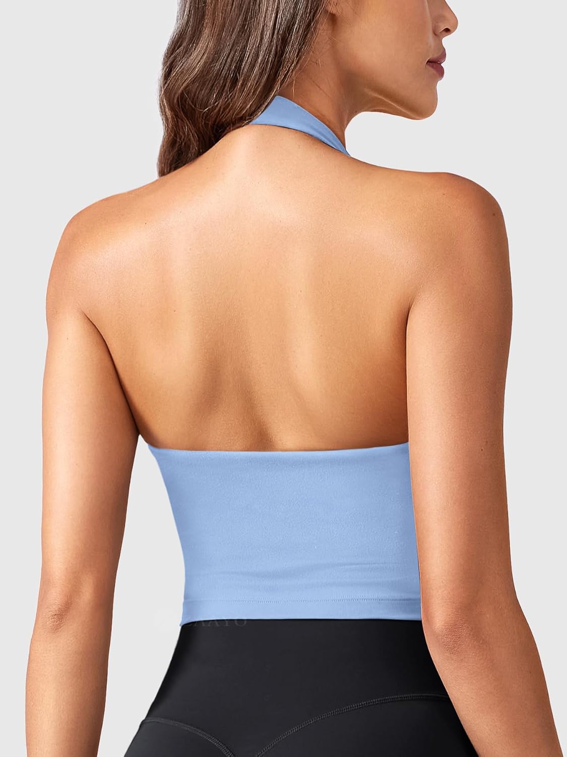 Thumbnail 1 de ZAAYO Halter Neckline Tank Top Damen – Gepolstertes Crop Top mit Neckholder und V-Ausschnitt