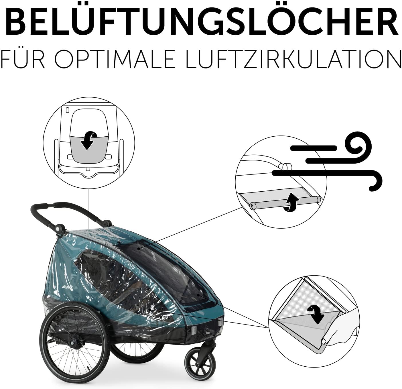 Detalle de Regenverdeck für hauck Kinderanhänger Dryk Duo & Dryk Duo Plus