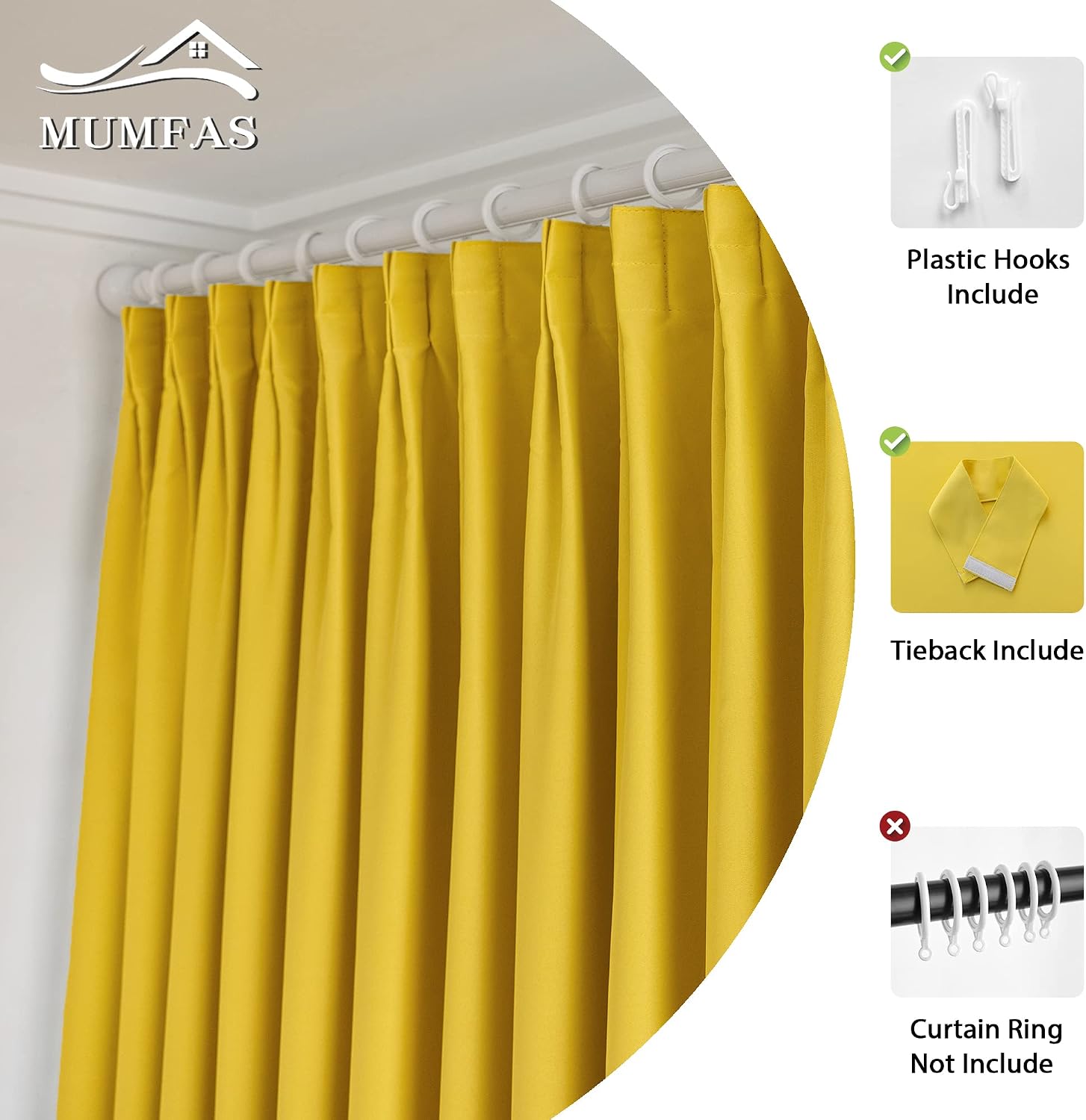 Detalle de MUMFAS Pinch Pleat Curtain 52" x 63