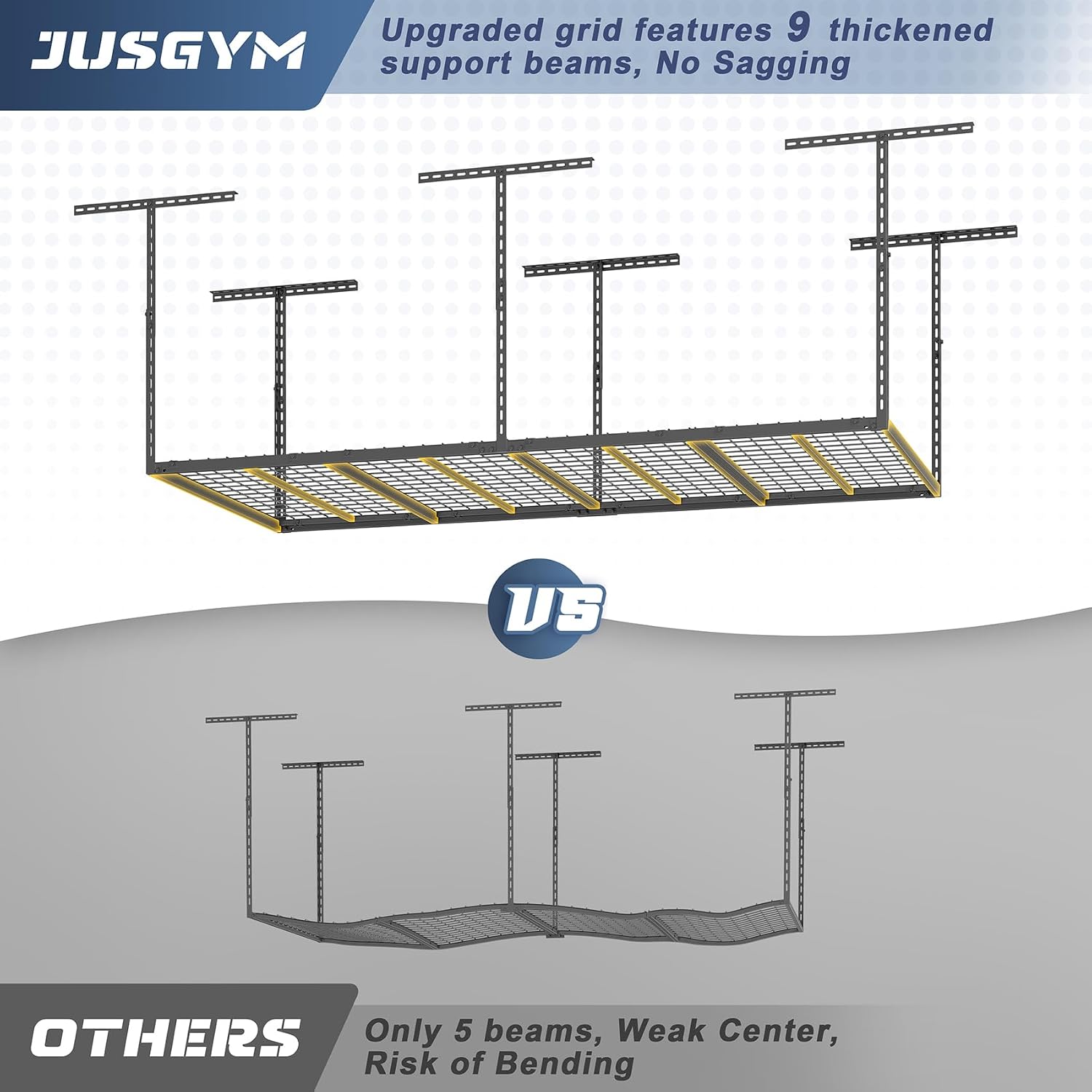 Detalle de Jusgym CR02 4x8 ft Overhead Garage Rack, 750 lb, Adjustable Height