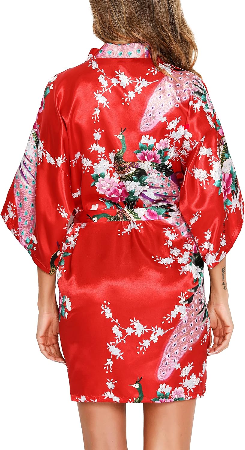 Thumbnail 4 de Kimono japonais femme Vlazom en satin, court mariage (peignoir pour la mariée et demoiselles)