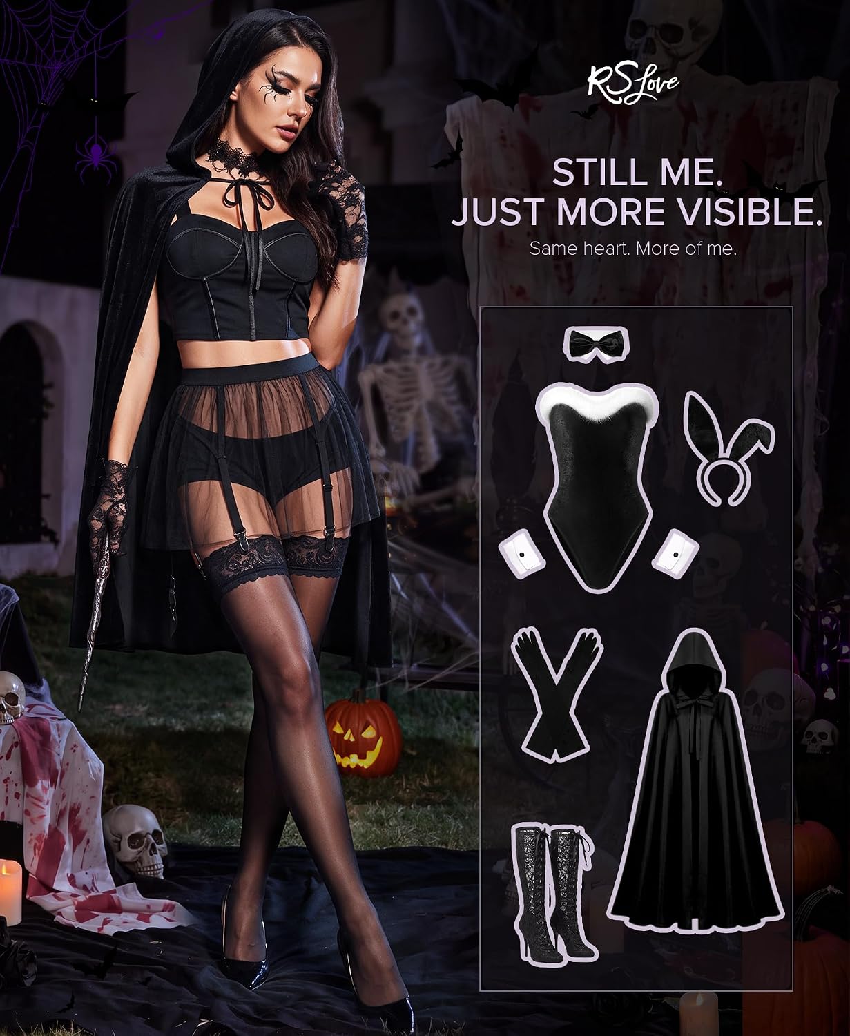 Thumbnail 3 de RSLOVE Lace-Top Sheer Thigh-High Stockings with Silicone Grip and Shimmer