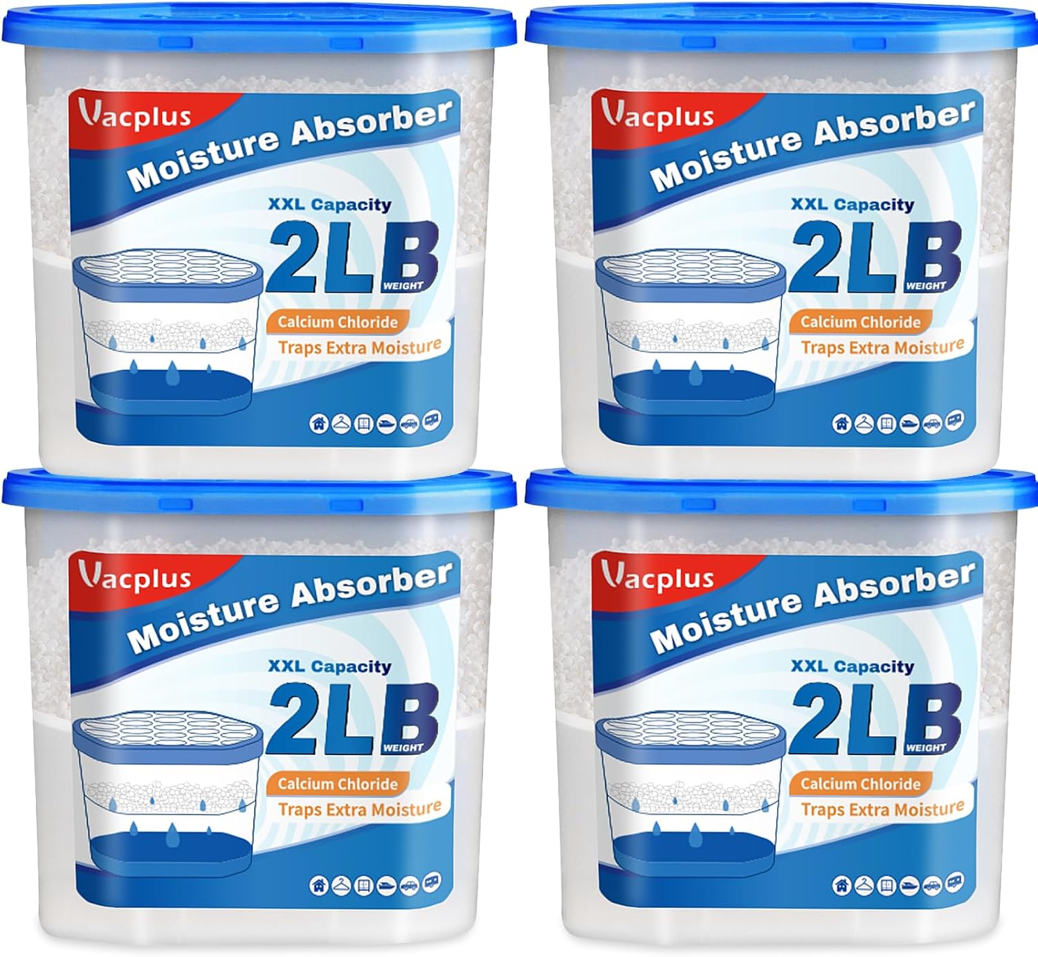 Detalle de Vacplus Moisture Absorber Buckets – Large Capacity (4-Pack)