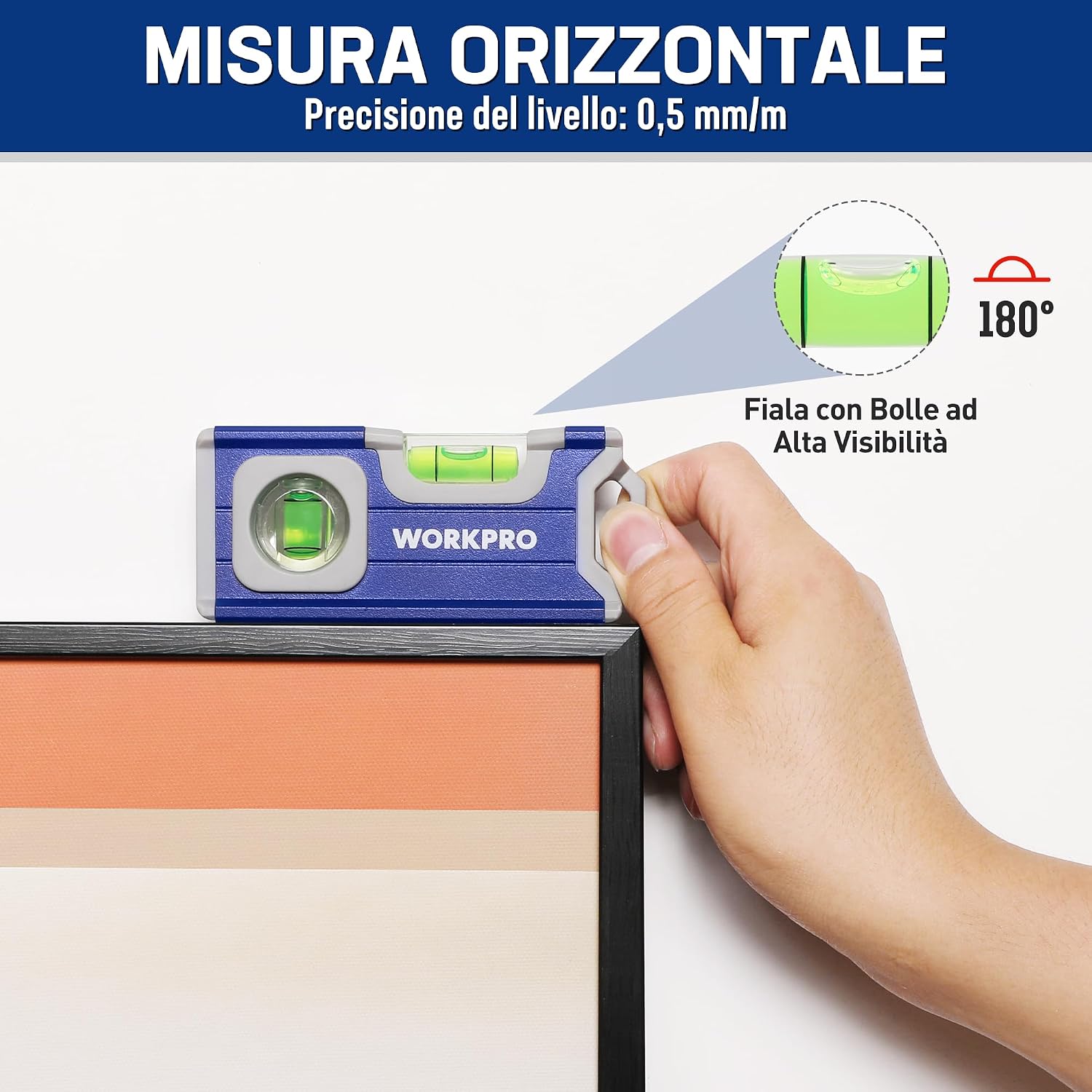 Thumbnail 2 de WORKPRO Mini Livella a Bolla Magnetica in Alluminio 115 mm: compatta, pratica e versatile