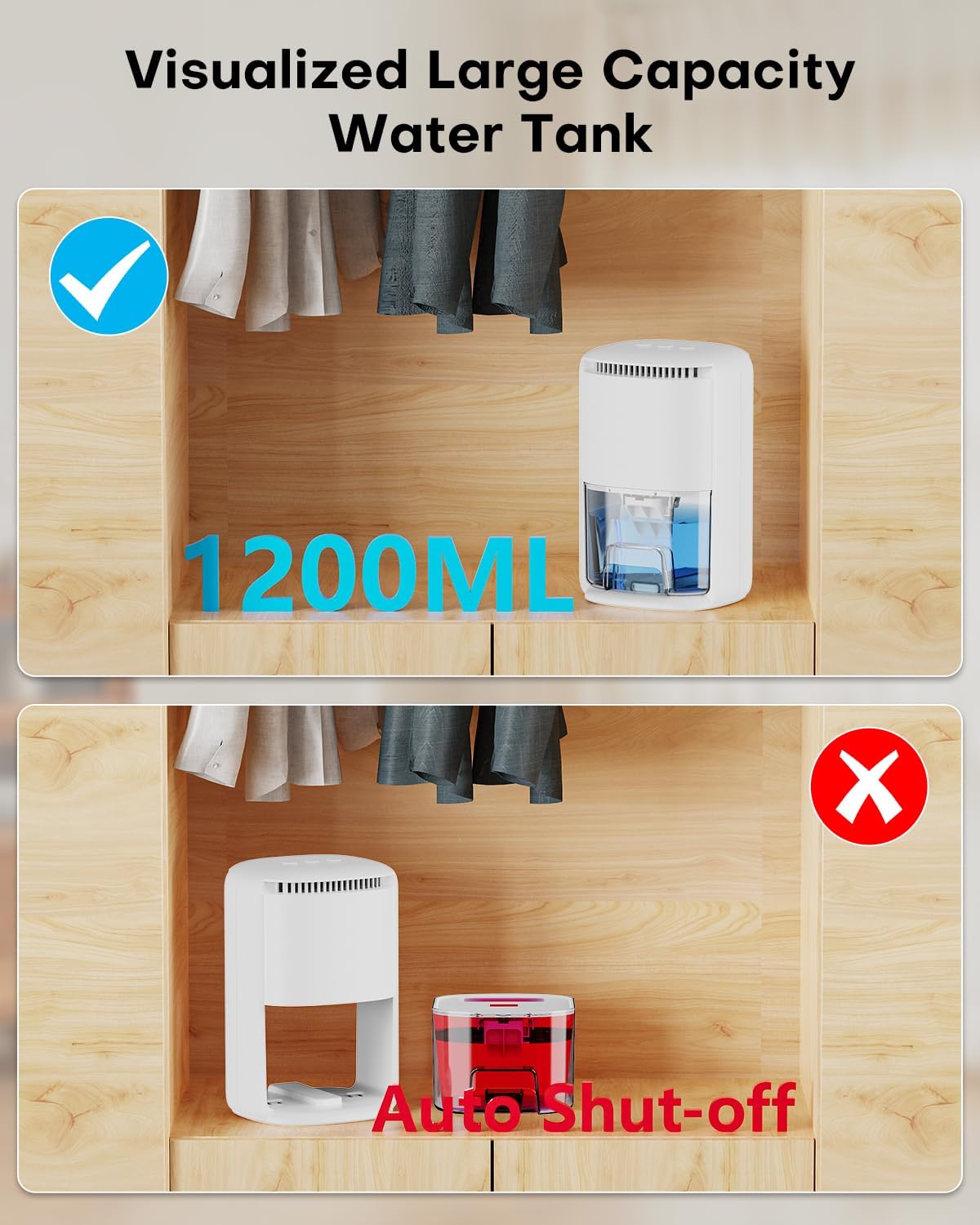 Thumbnail 4 de Portable Dehumidifier for Home (350ML/Day) with 3 Modes, Timer & 1200ML Tank