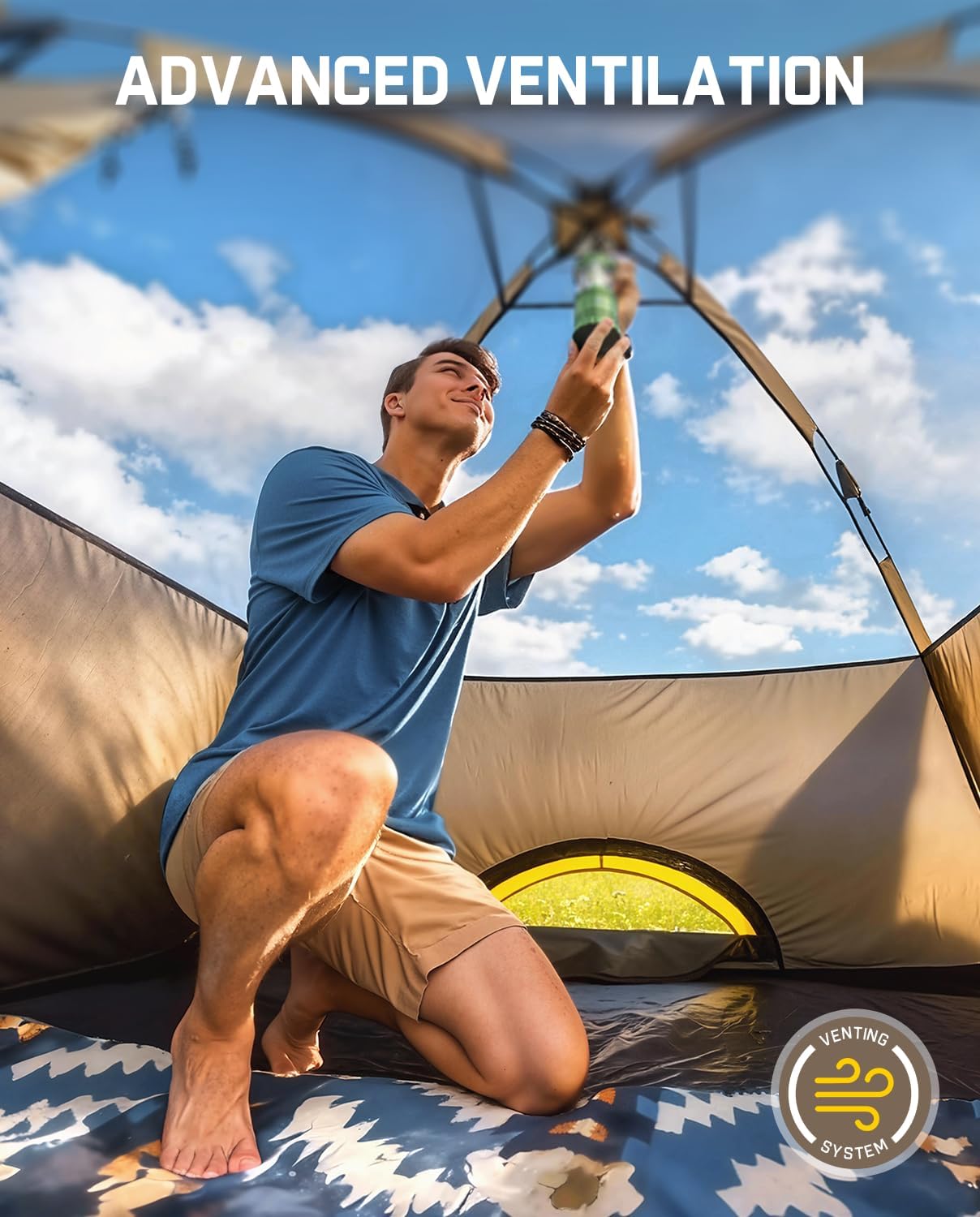 Detalle 2 de FanttikOutdoor Zeta C2/3/4 Camping Tent: Instant Setup, All-Weather Shelter for 2–4