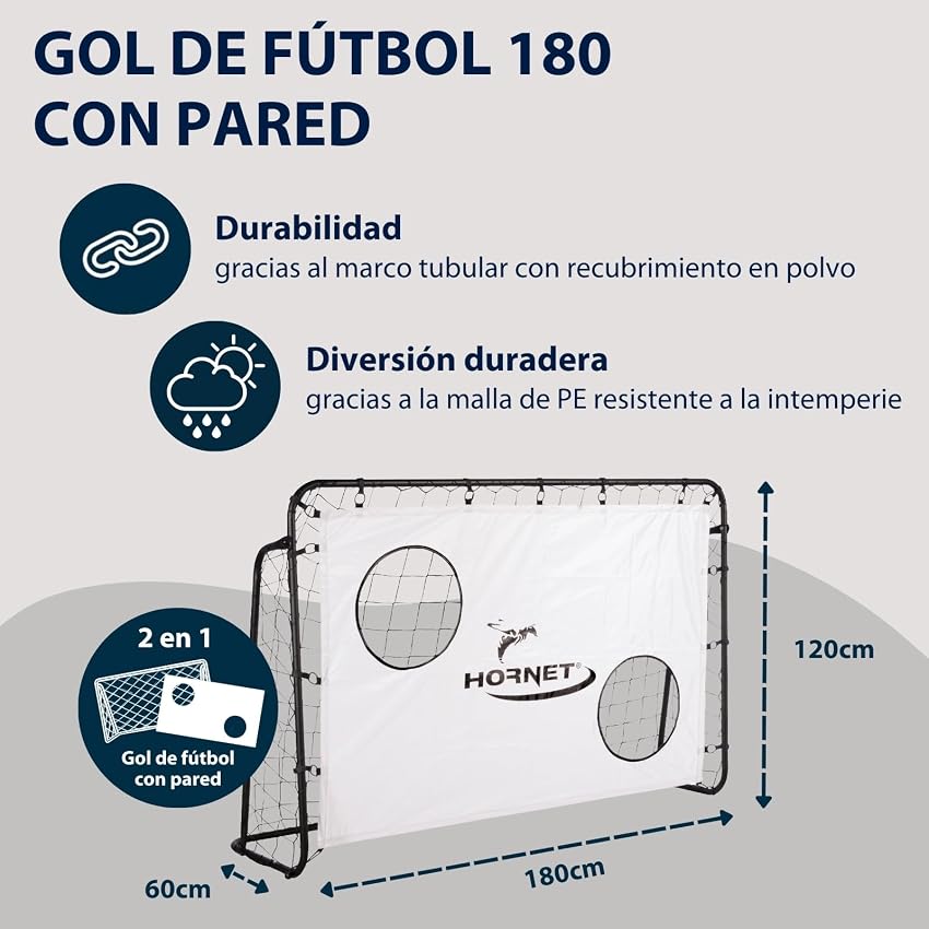 Detalle 2 de HUDORA Hornet 180 Portería de Fútbol con Red y Pared