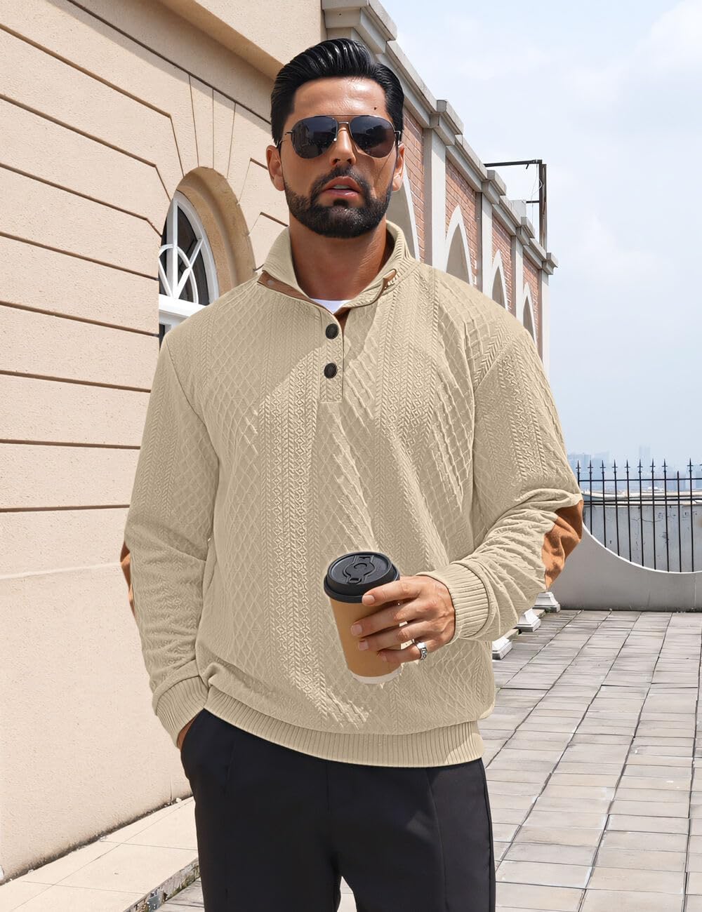 Thumbnail 2 de QOSOQ Pullover Quarter Button Sweatshirt