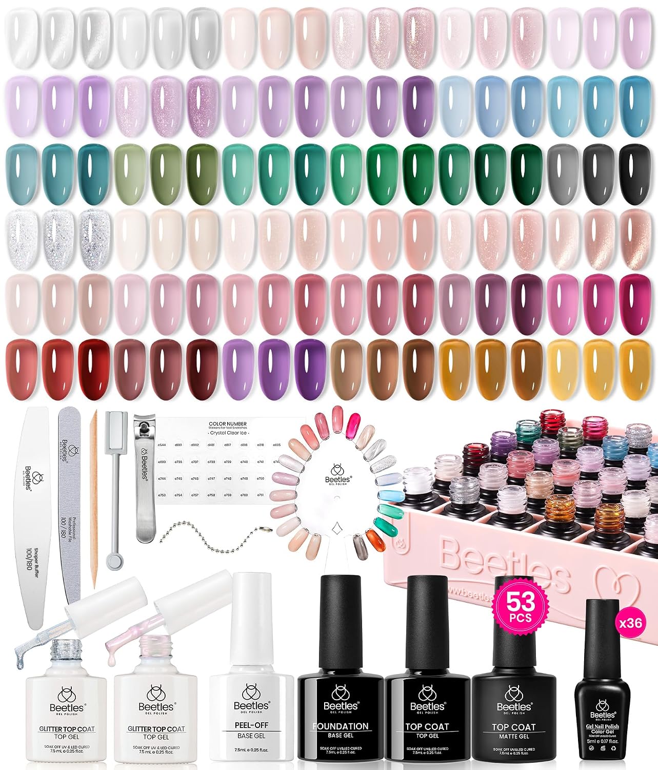 Detalle de Beetles Jelly Gel Nail Set, 36 Colors ⚡