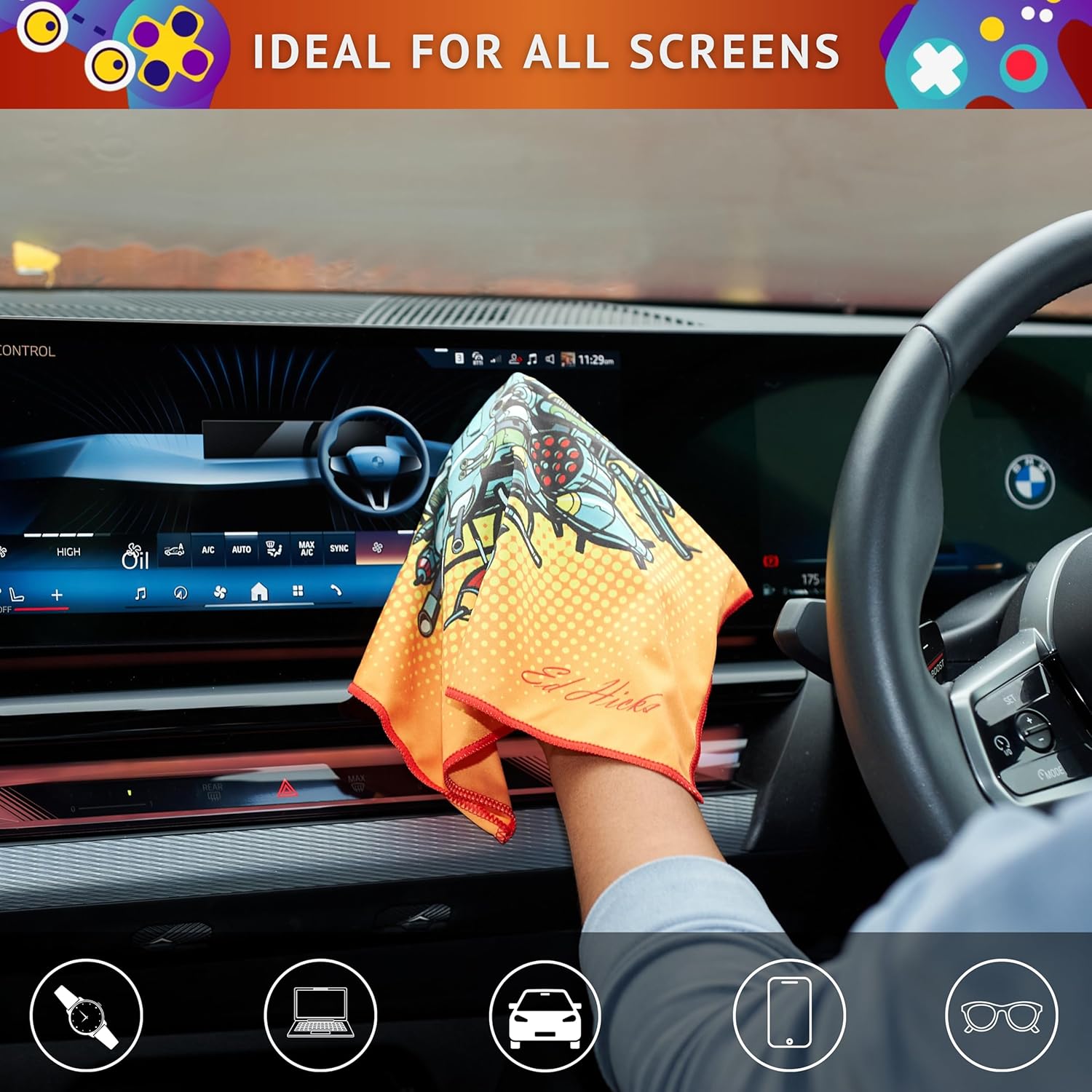 Thumbnail 6 de Ed Hicks XL Premium Microfibre Screen Cleaning Cloth 30x30cm for TV, OLED, Laptop, PC Monitors, Tablets and Glasses