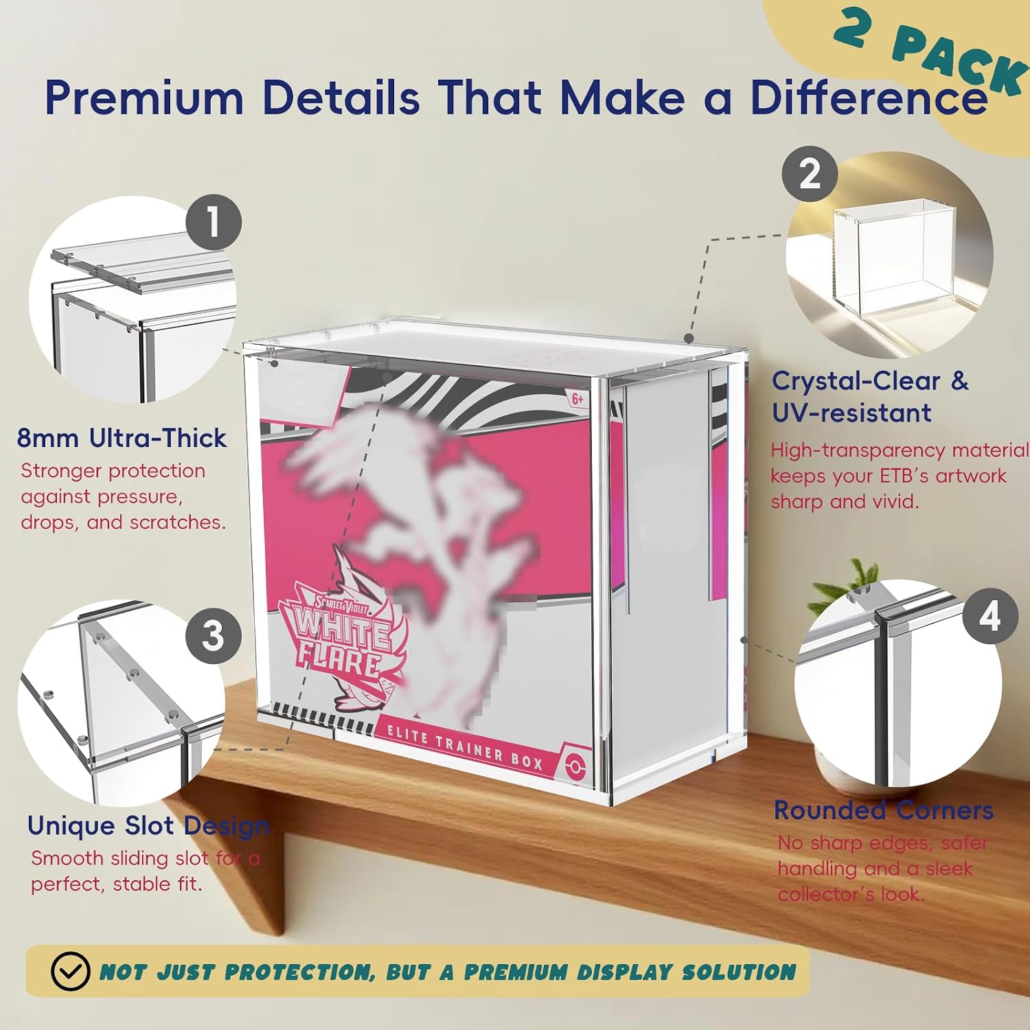 Detalle de ETB Protector Case 2 Pack: Acrylic Display Boxes with Sliding Magnetic Lid