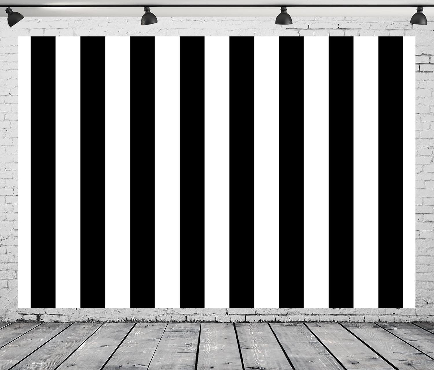 Detalle de BELECO 2.1x1.5m Fabric Black and White Stripes Backdrop