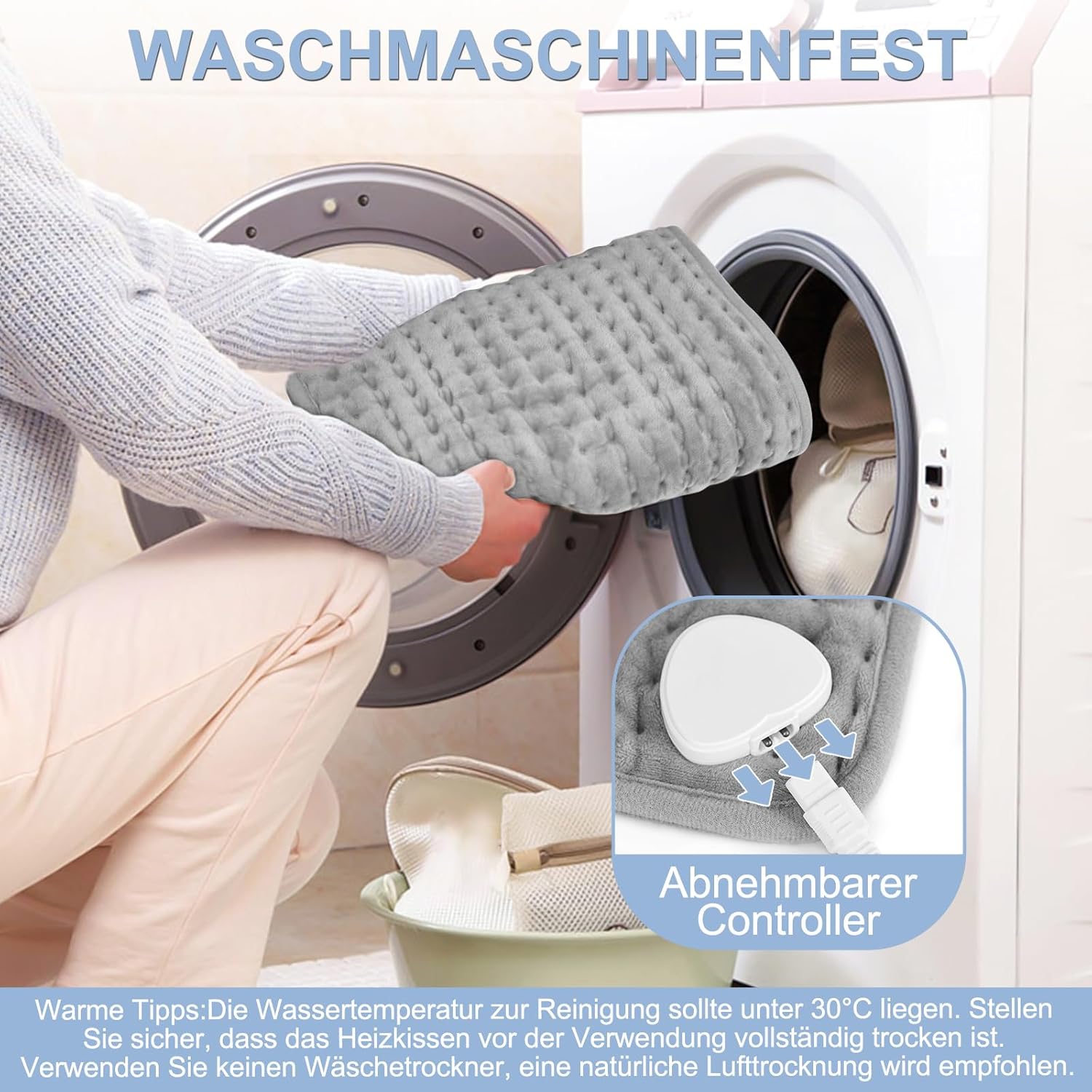 Detalle de UOHHBOE Heizkissen 75W (60×30 cm) mit PTC-Schnellheizung, 9 Temperaturstufen & 4-Stunden-Timer
