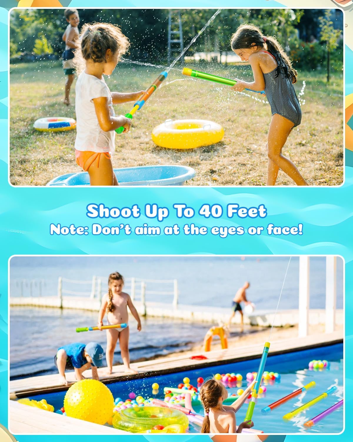 Thumbnail 1 de Water Gun Squirt Toys for Kids & Adults — Shoot Up to 40 Feet Outdoor Water Blaster