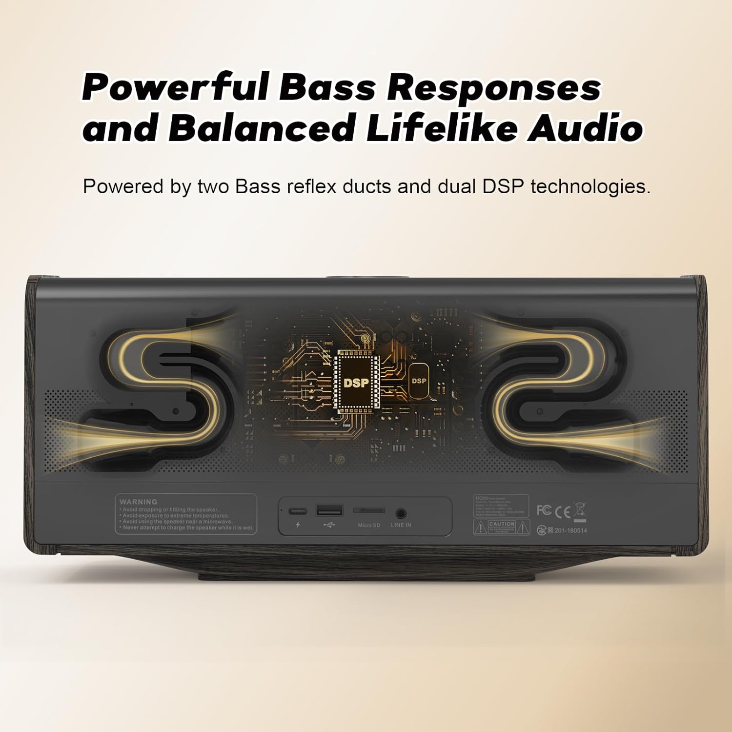 Detalle de DOSS SoundBox Ultra Bluetooth Speaker with 2.1 Channel Audio (80W)