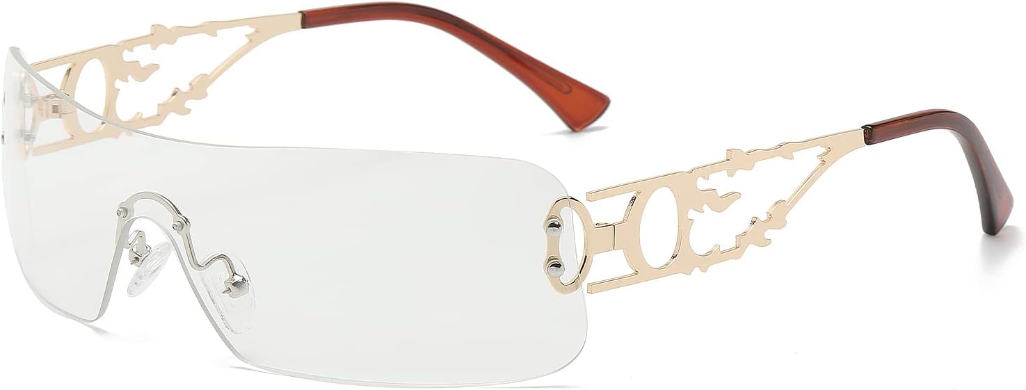Thumbnail 6 de YAMEIZE Trendige randlose Y2K Wraparound Sonnenbrille – Oversized, UV400, für Sie & Ihn