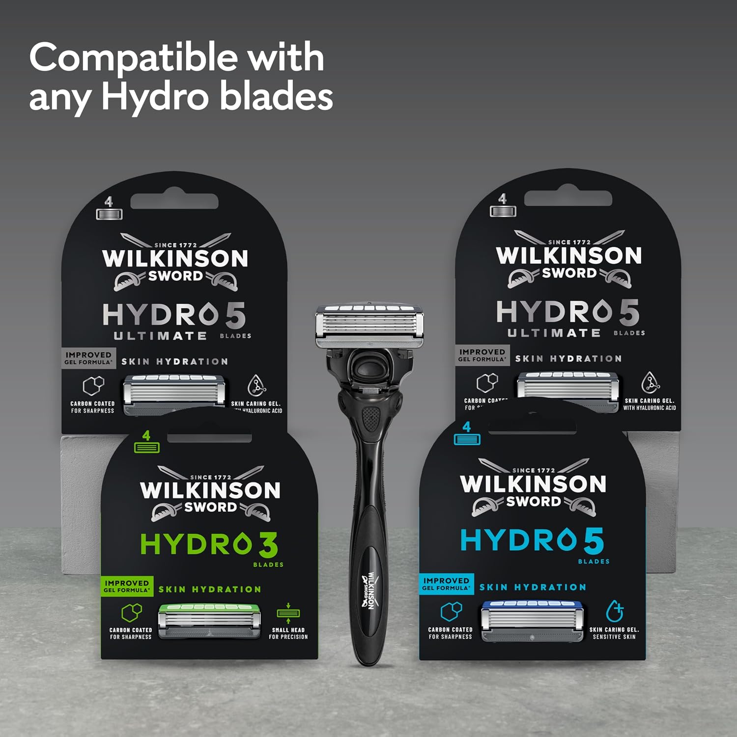 Detalle de Wilkinson Sword Hydro 5 Ultimate Razor for Men with Hyaluronic Acid and Carbon-Coated Blades