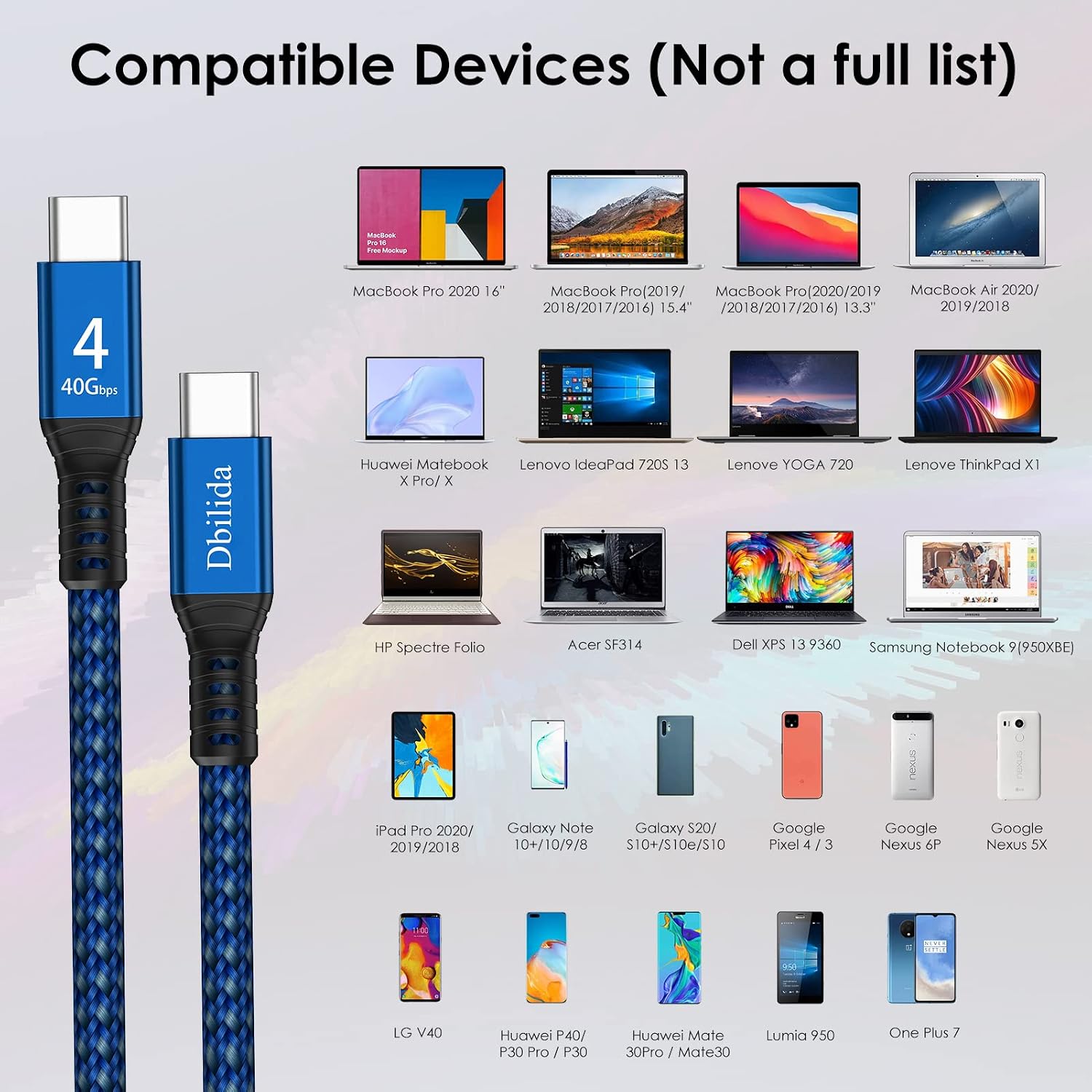 Thumbnail 6 de Dbilida Thunderbolt 4 Kabel 0,8 m 240 W