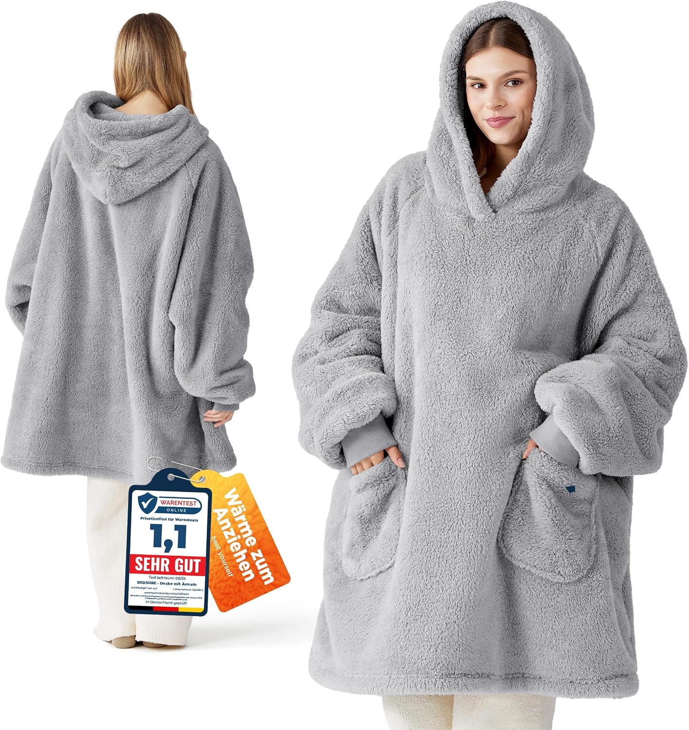 BEDSURE Hoodie-Decke 95×85 cm Kuschelpullover