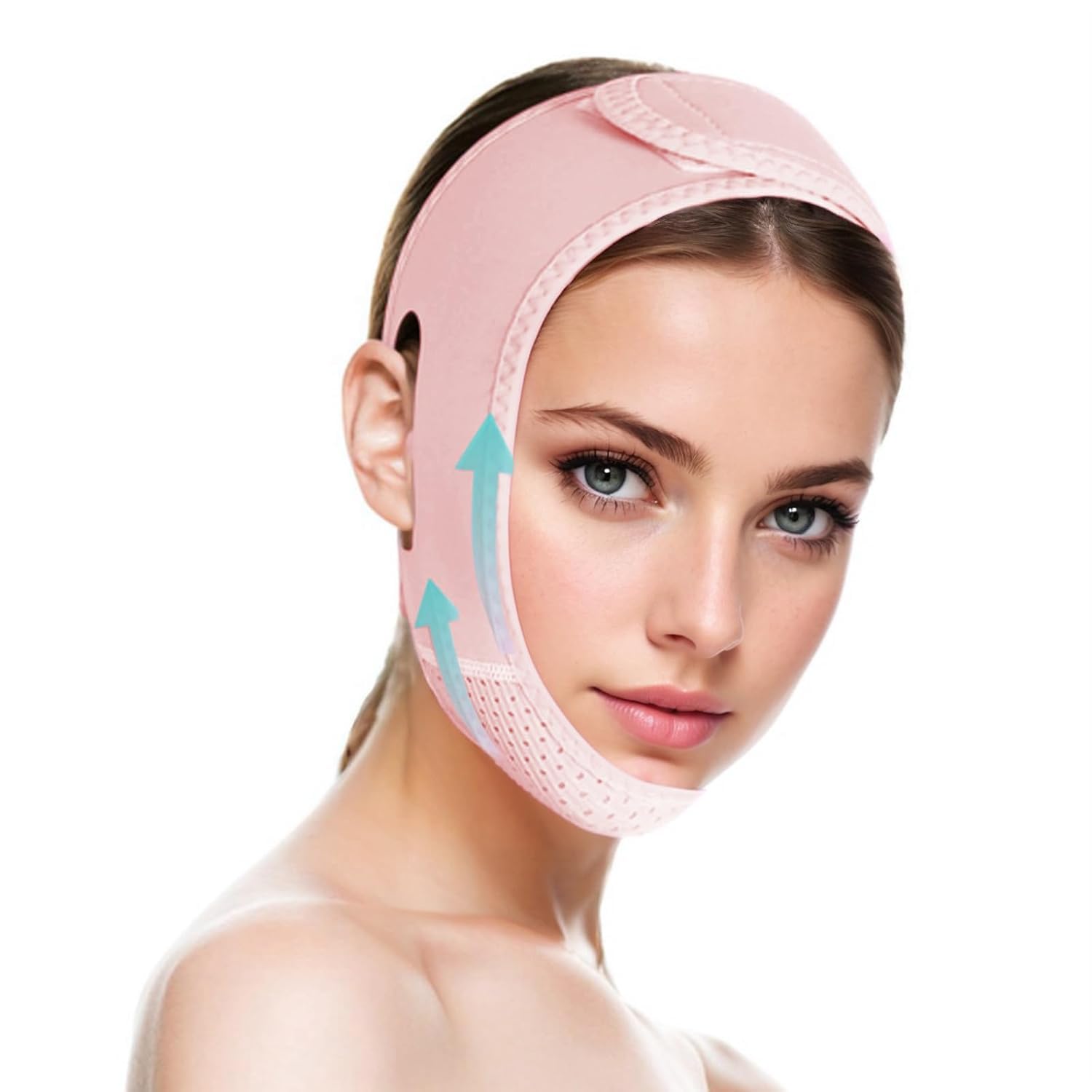 Detalle de ROWMATE V Line Lifting Mask Chin Strap (Medium) for Sleeping — Light Pink