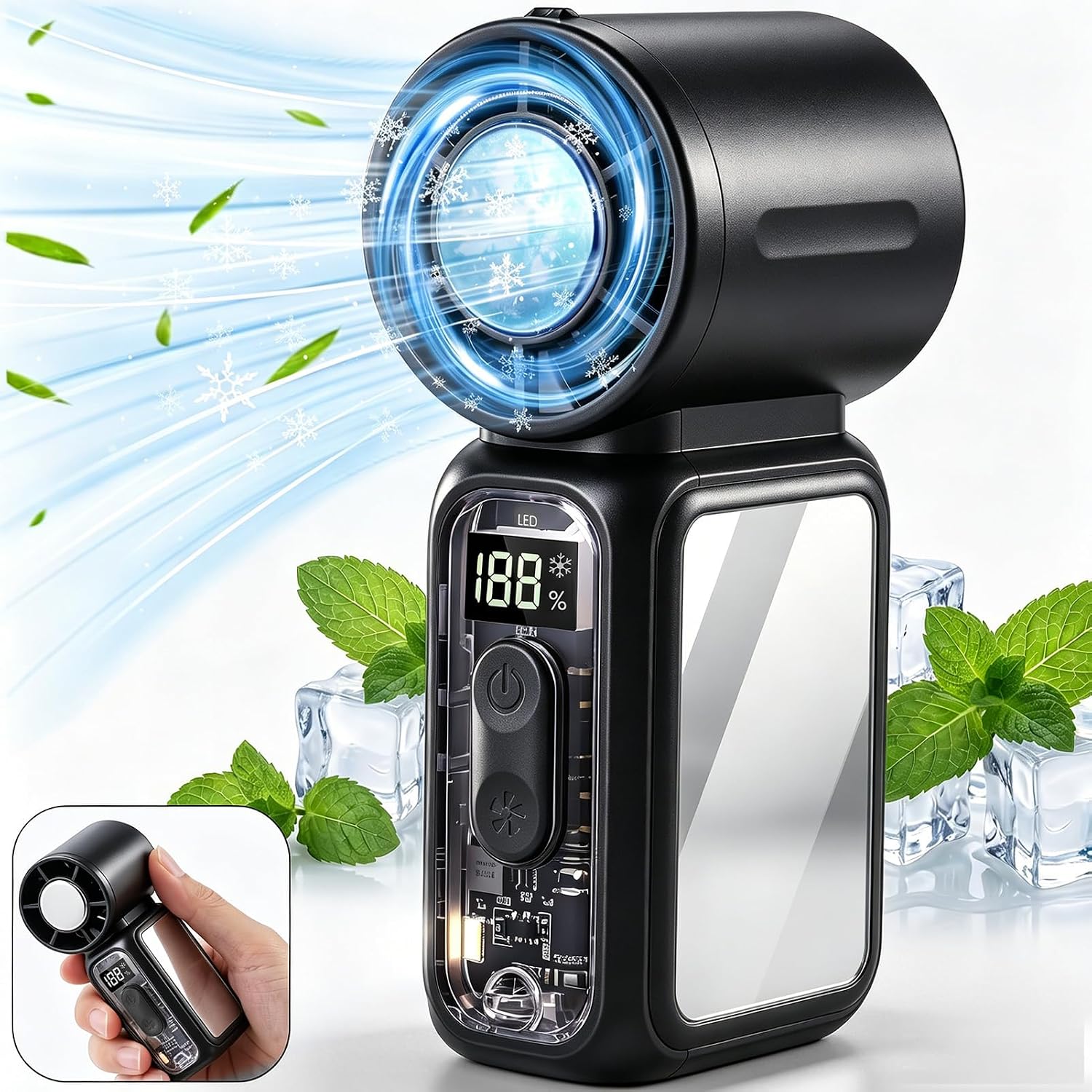 Thumbnail 1 de GlobalCrown Portable Handheld Fan 3600mAh with LED Torch