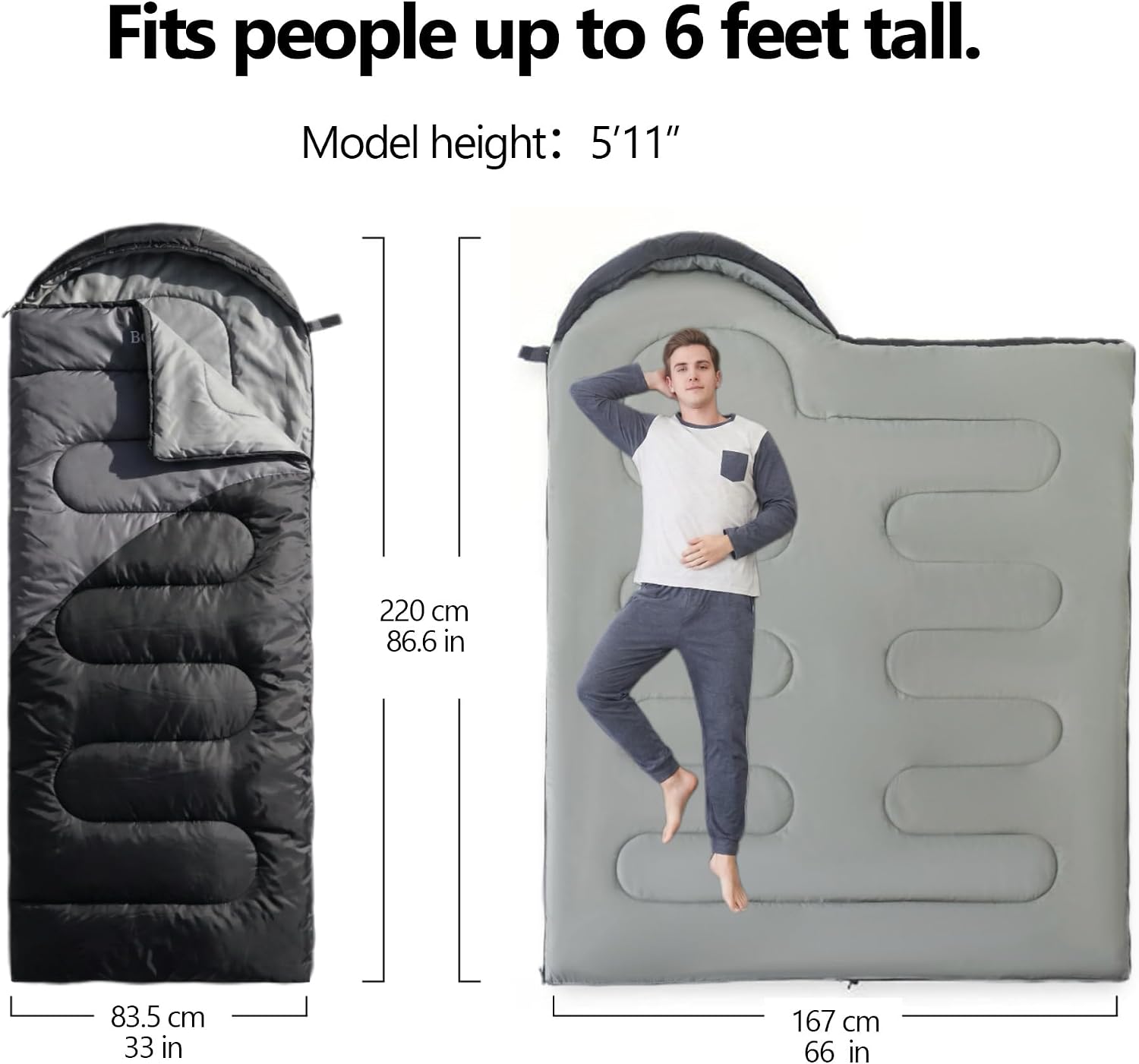 Thumbnail 3 de BORULL 3-Season Sleeping Bag, 3 lb, Compact Pack, 50–80°F Comfort Range