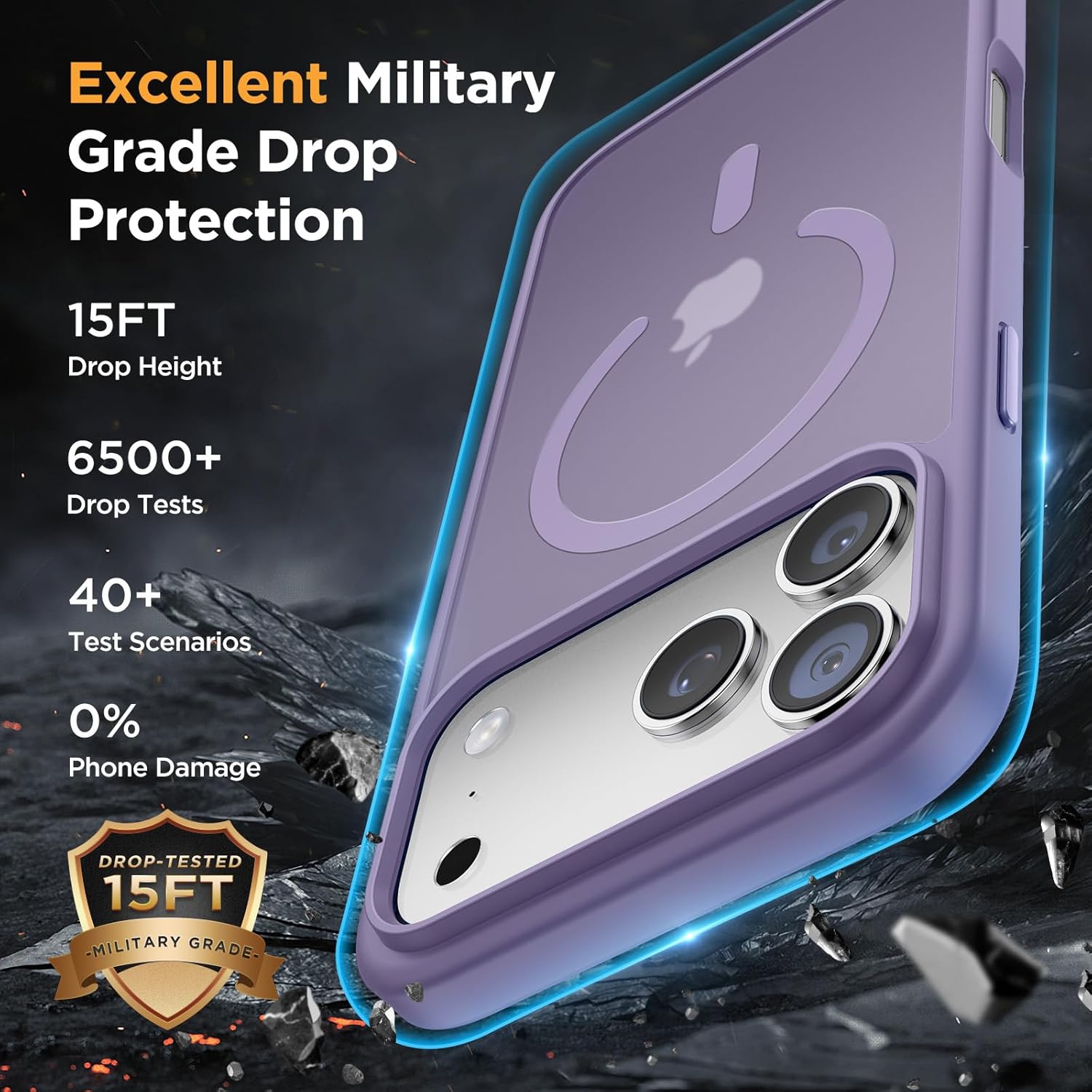 Thumbnail 3 de Miracase Magnetic for iPhone 17 Pro Max Case with Screen Protector (MagSafe Compatible) – Purple