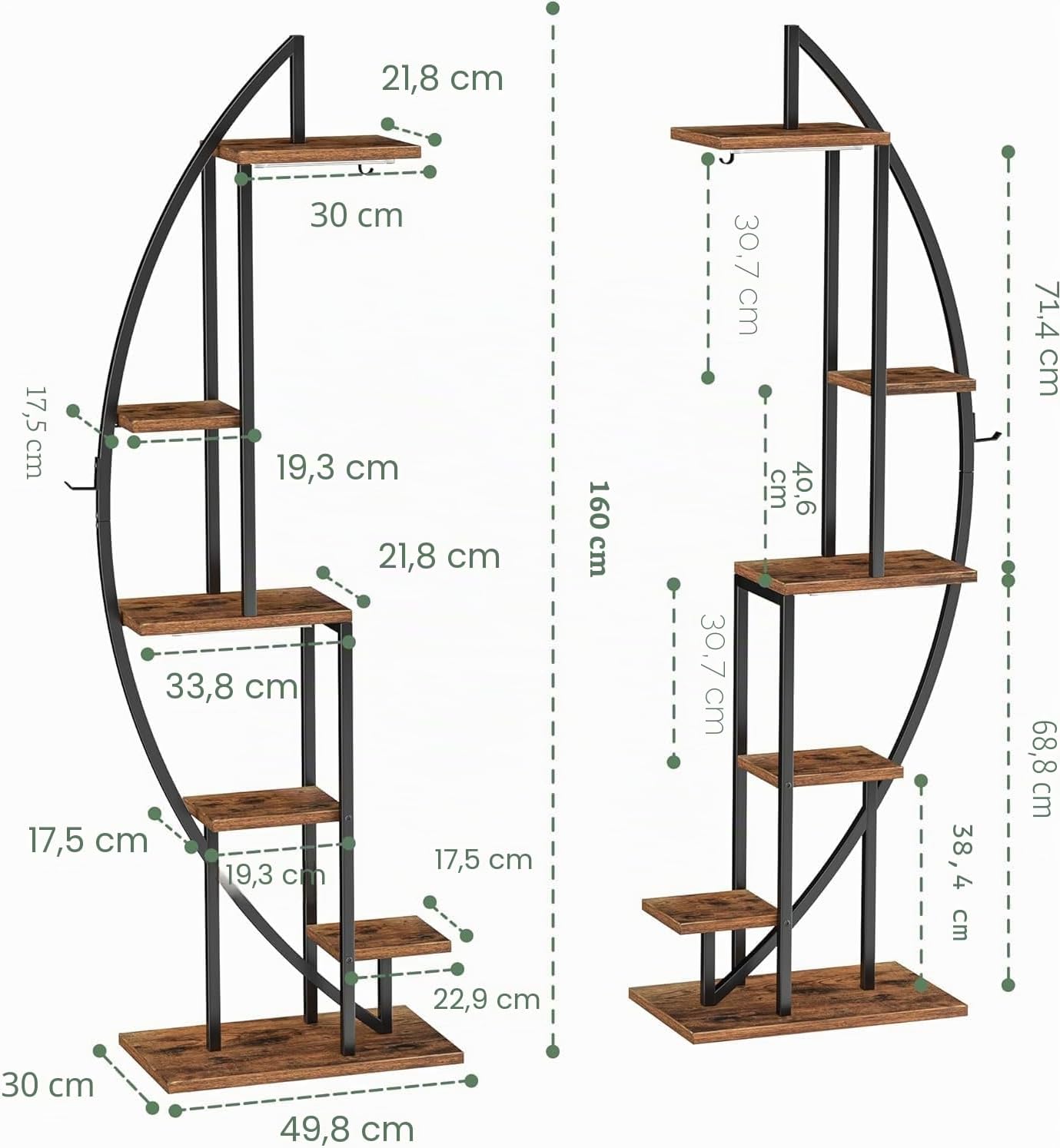 Detalle 2 de BACEKOLL Supporto per piante da interno con luci di coltivazione a 6 livelli e design mezzaluna