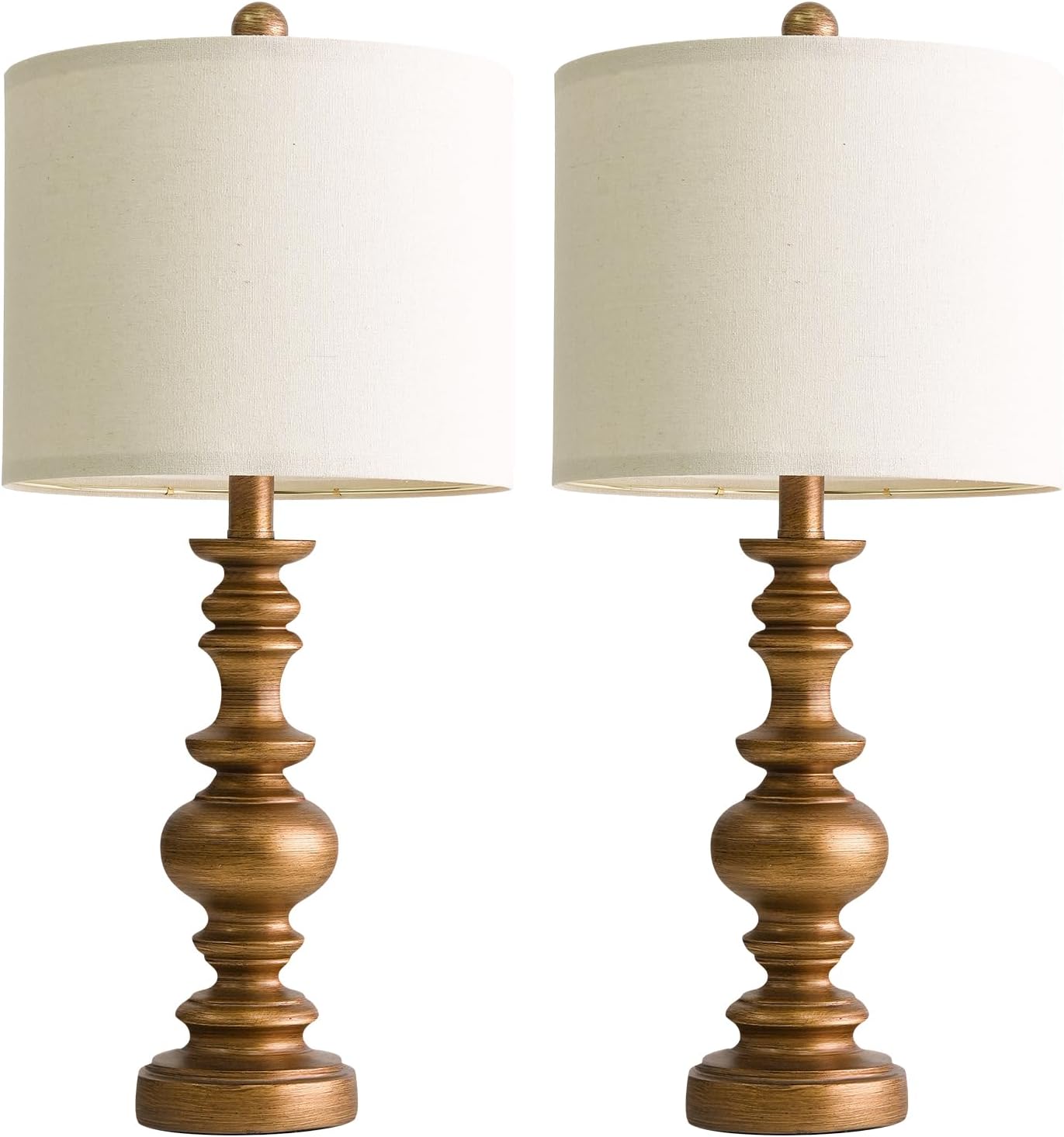 Detalle 2 de BOBOMOMO AMZ-T2026M-AGL Table Lamps, Set of 2, 24-Inch Antique Gold, Linen Shades
