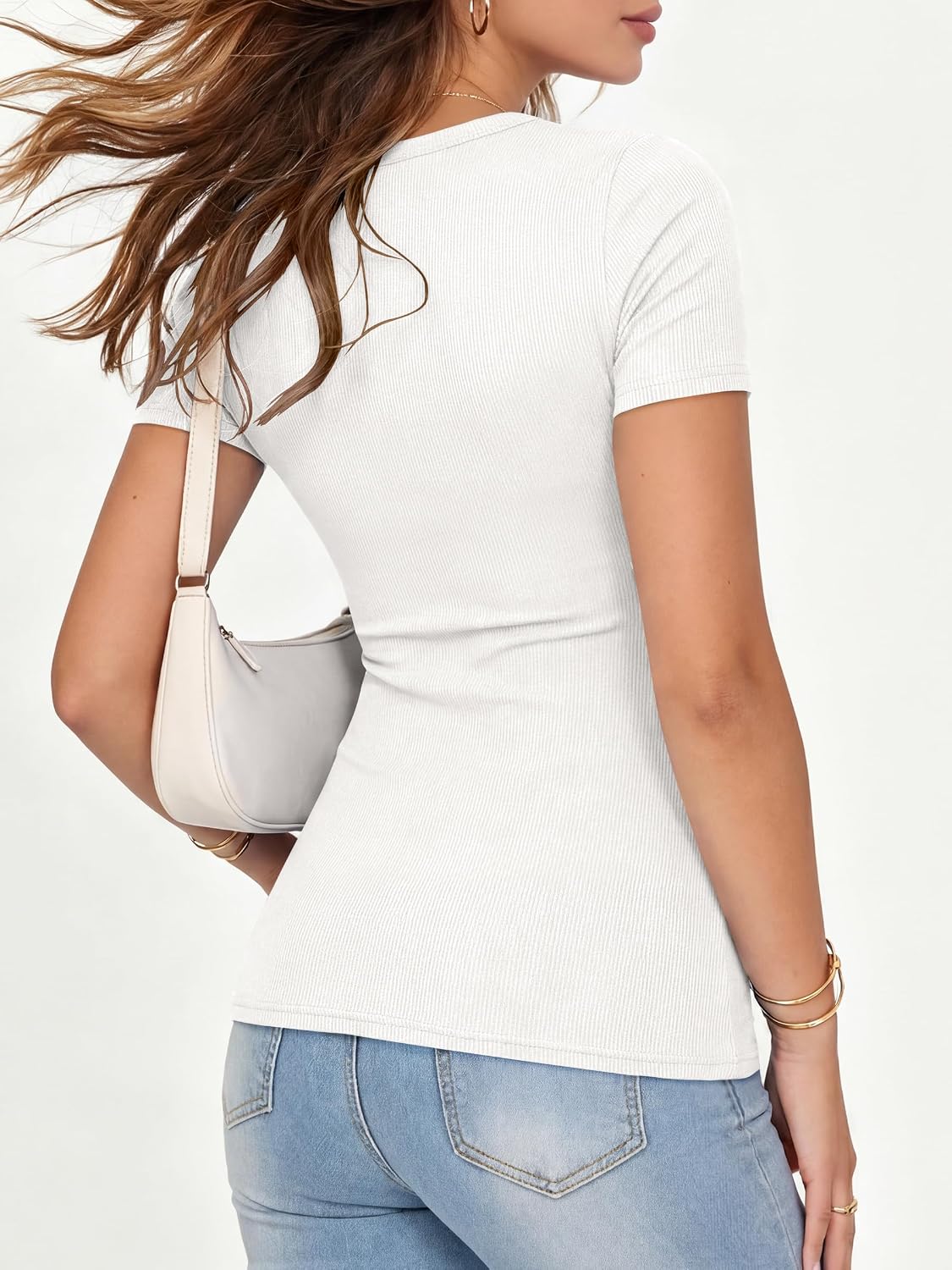 Detalle 2 de ANRABESS Ribbed Slim Crewneck Tee XS-3XL