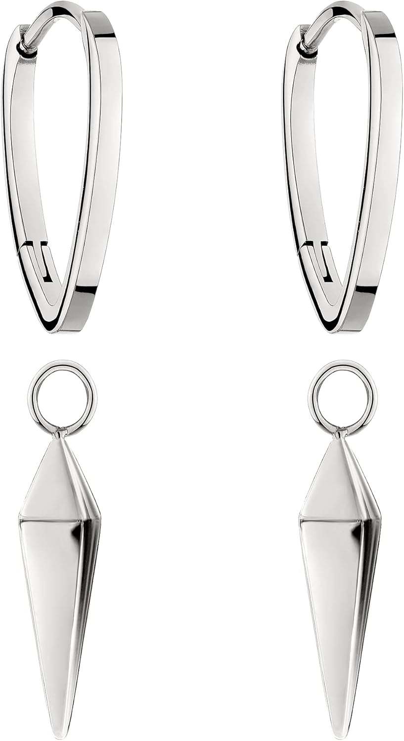 Thumbnail 1 de LIEBESKIND BERLIN Kette & Ohrringe Set mit geometrischem Pendulum-Anhänger aus Edelstahl – Creolen mit Steckverschluss