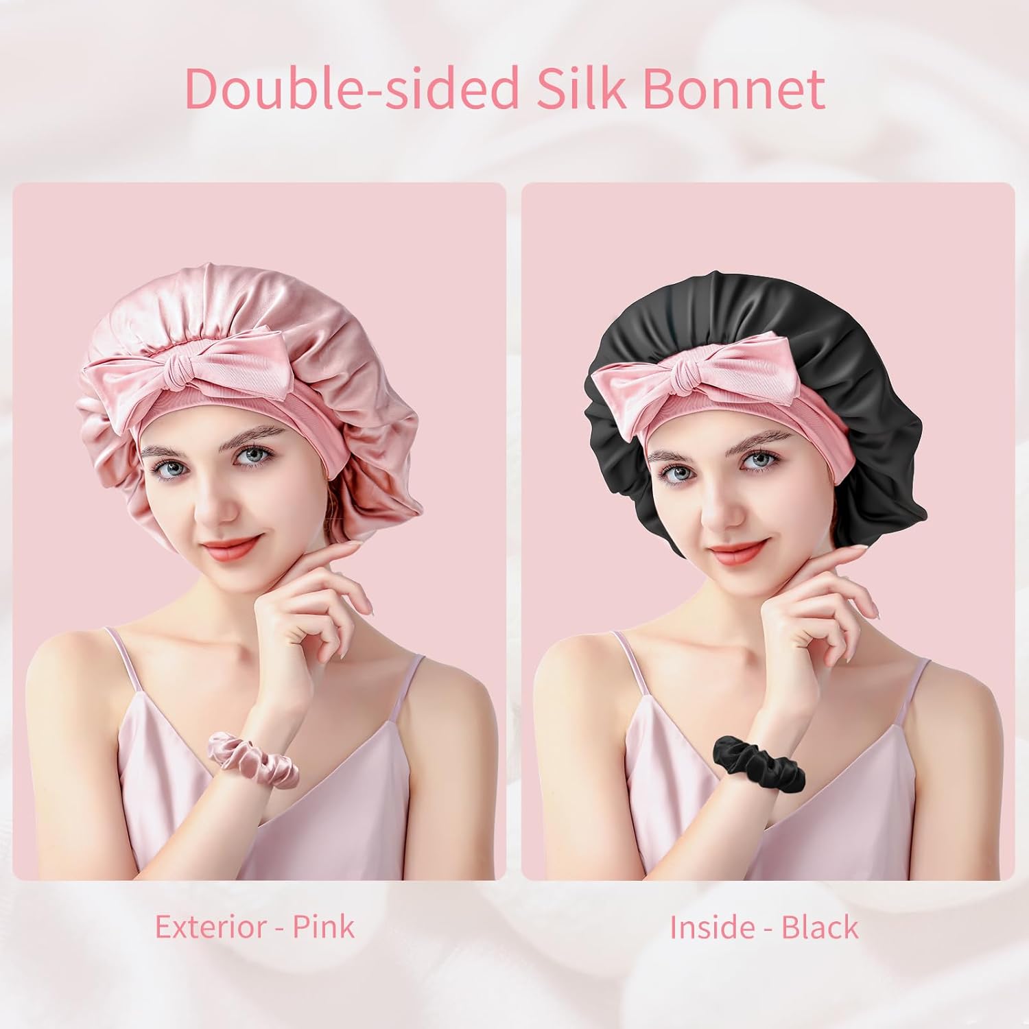 Detalle 2 de Silmana Silk Bonnet for Sleeping Women – 22 Momme 100% Mulberry Silk, double-layer wrap