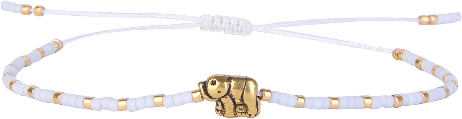 Detalle de KELITCH Glücklich Gold Elefant Strang Armbänder – Handgefertigter Boho Schmuck für Damen