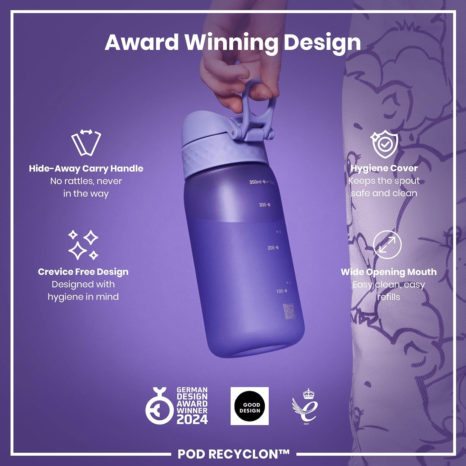 Detalle 2 de Ion8 Kids Water Bottle 350 ml: Leak-Proof, Dishwasher Safe and Carbon Neutral